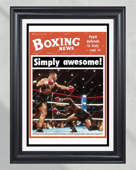1986 Mike Tyson Defeats Trevor Berbick to become the Youngest Heavyweight Champion Front Page Newspaper Print - Title Game Frames