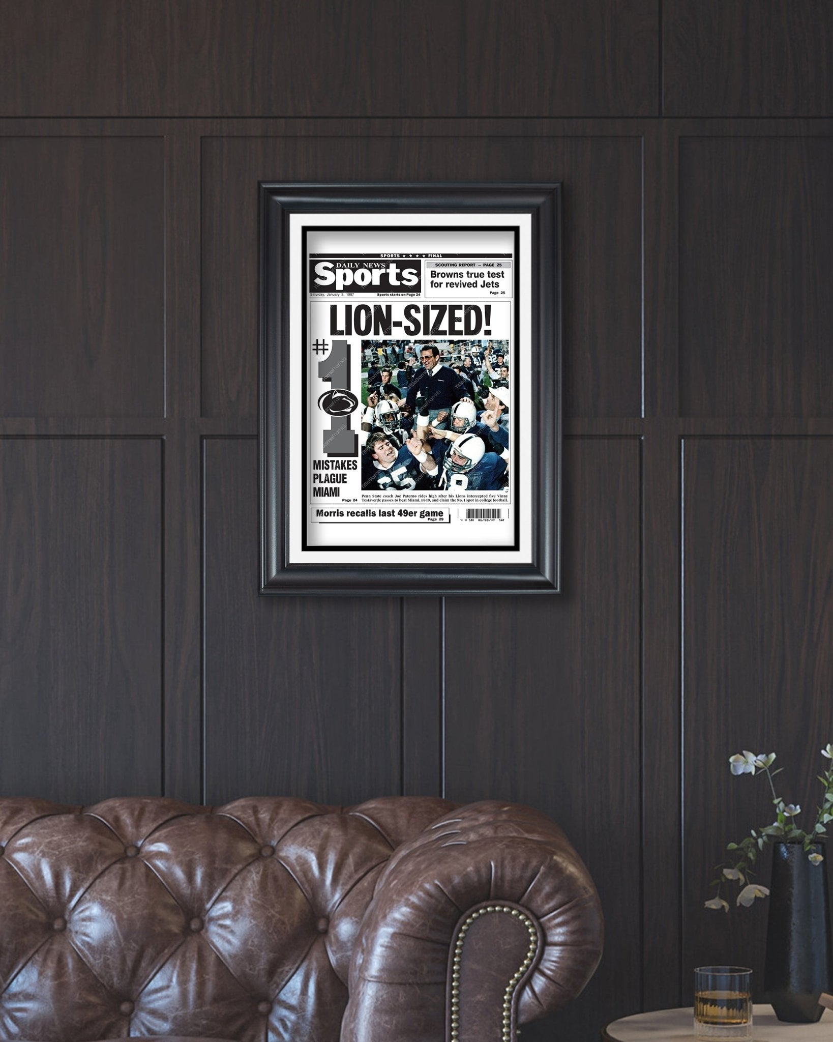 1986 Penn State Nittany Lions NCAA College Football National Champions Framed Front Page Newspaper Print - Title Game Frames