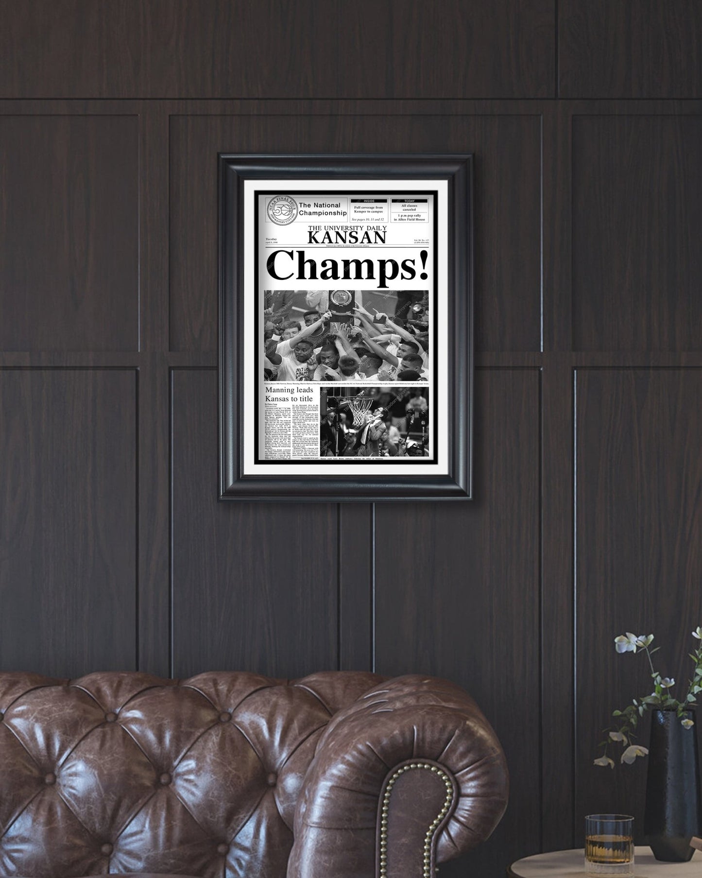 1988 Kansas Jayhawks NCAA College Basketball National Champions Framed Front Page Newspaper Print - Title Game Frames