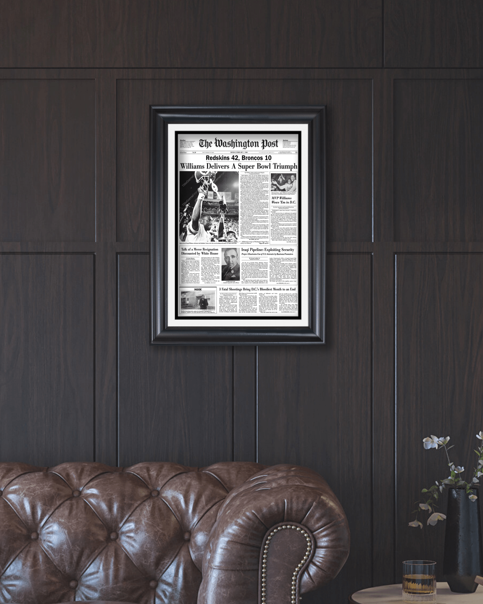 1988 Washington Commanders Super Bowl XXII Framed Front Page Newspaper - Title Game Frames