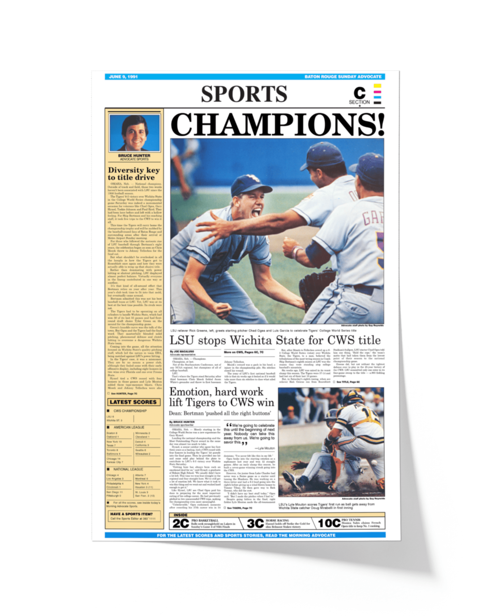 1991 LSU Tigers CWS Champions - 'CHAMPIONS!' - Framed Newspaper - TitleGameFrames.com