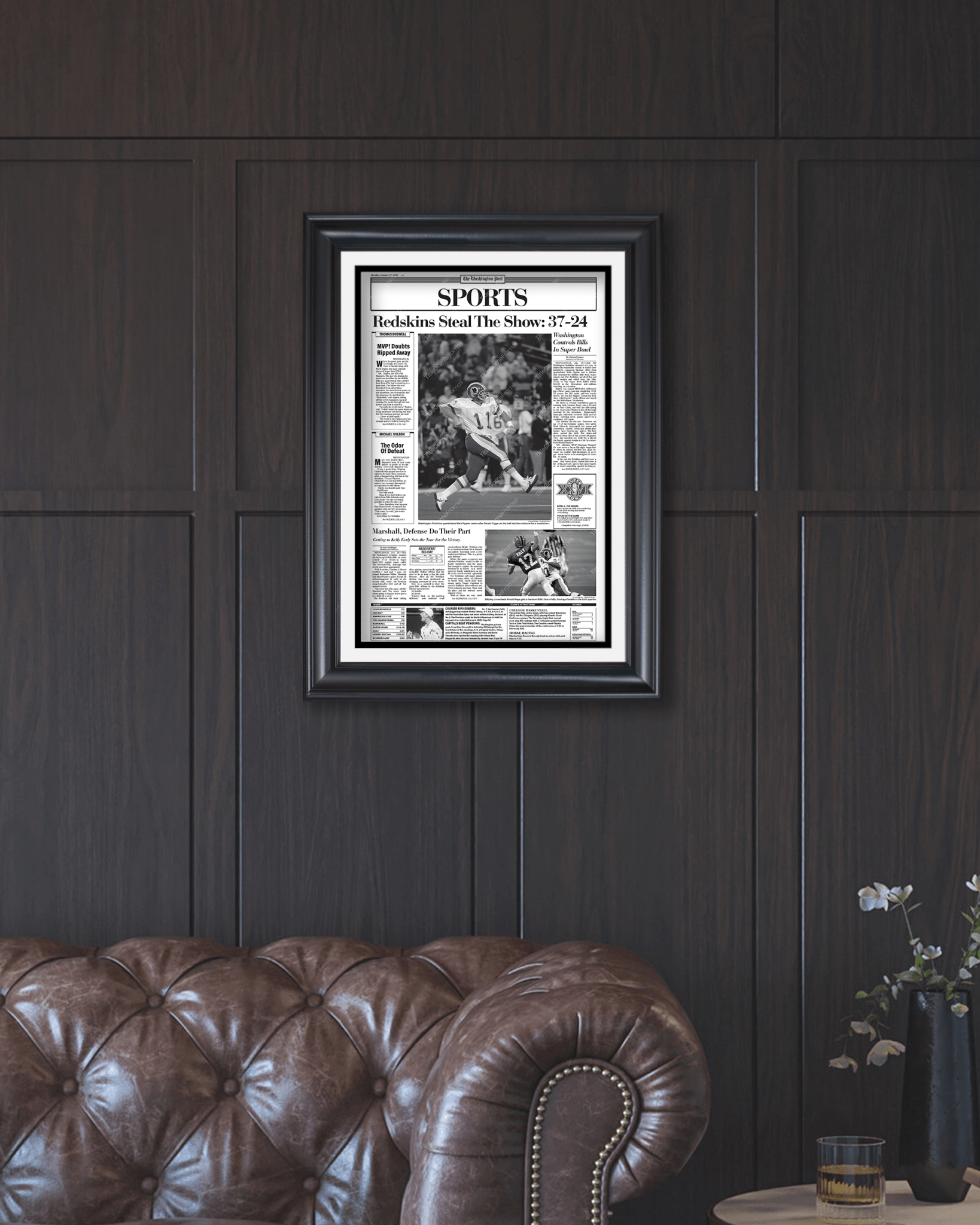 1992 Washington Commanders Super Bowl XXVI Framed Front Page Newspaper - Title Game Frames