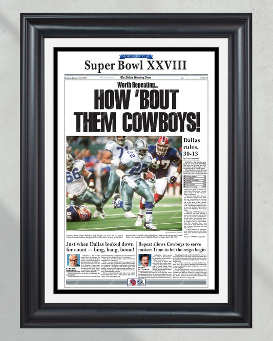 1994 Dallas Cowboys Super Bowl Champion Framed Newspaper Cover Print Cowboy Stadium - Title Game Frames