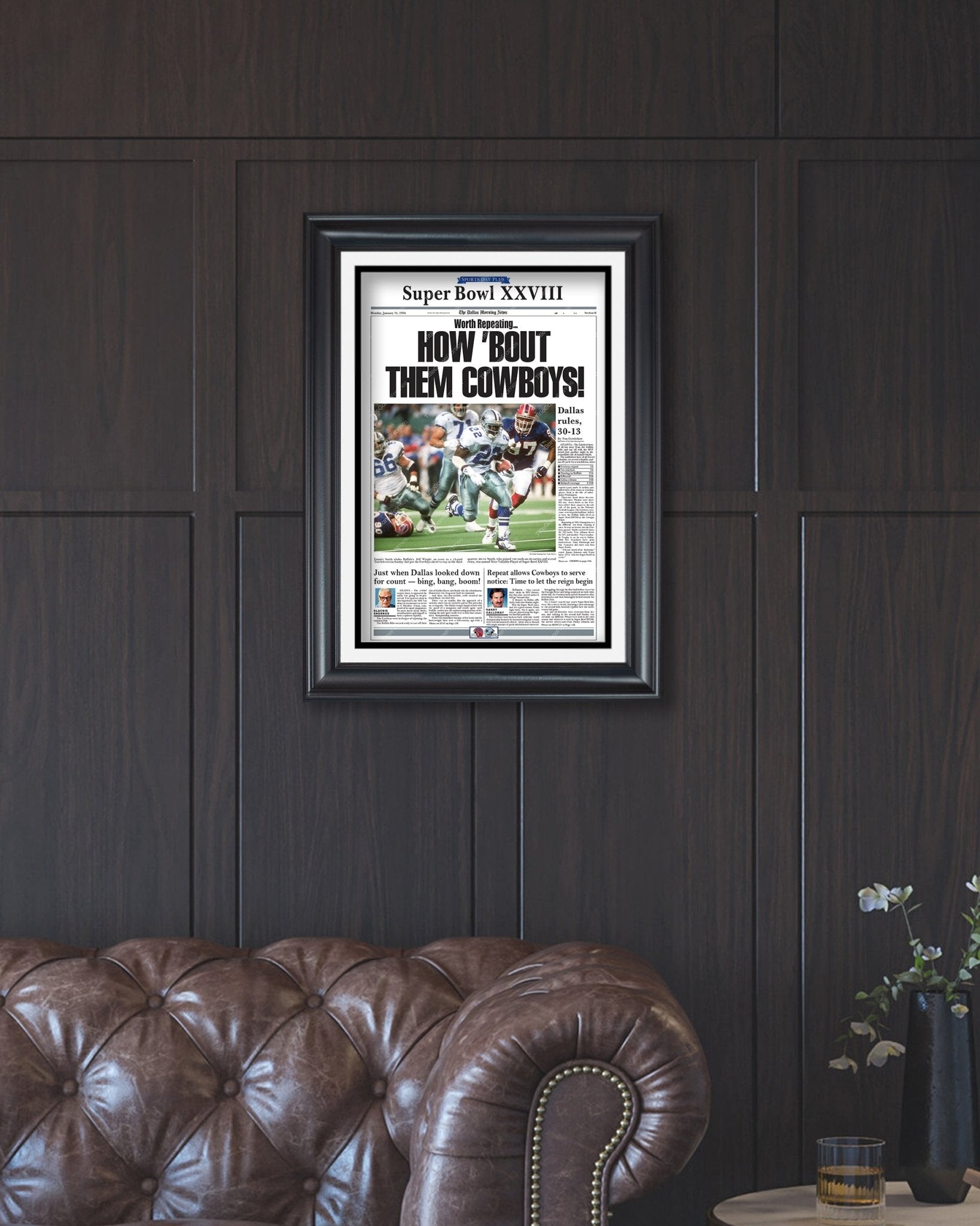 1994 Dallas Cowboys Super Bowl Champion Framed Newspaper Cover Print Cowboy Stadium - Title Game Frames