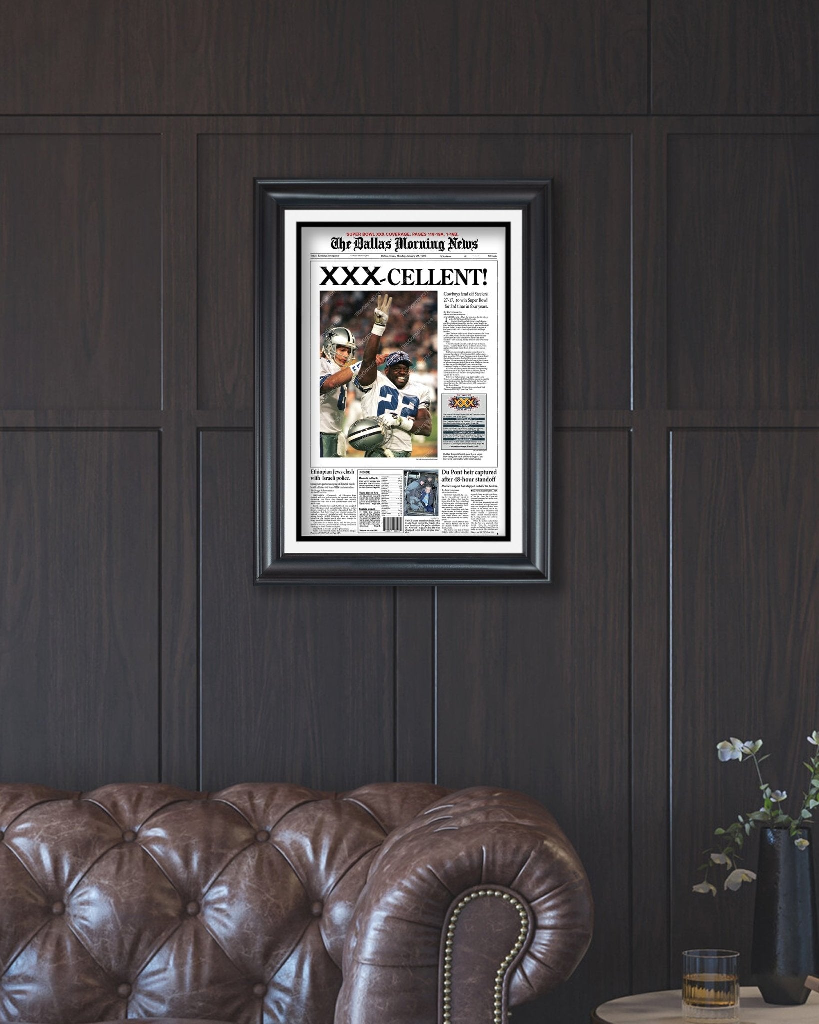 1996 Dallas Cowboys Super Bowl Champion Framed Newspaper Front Page Print - Title Game Frames