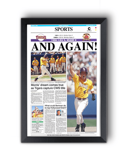 1996 LSU Tigers ‘AND AGAIN!’ - College World Series Champions Framed Print - TitleGameFrames.com