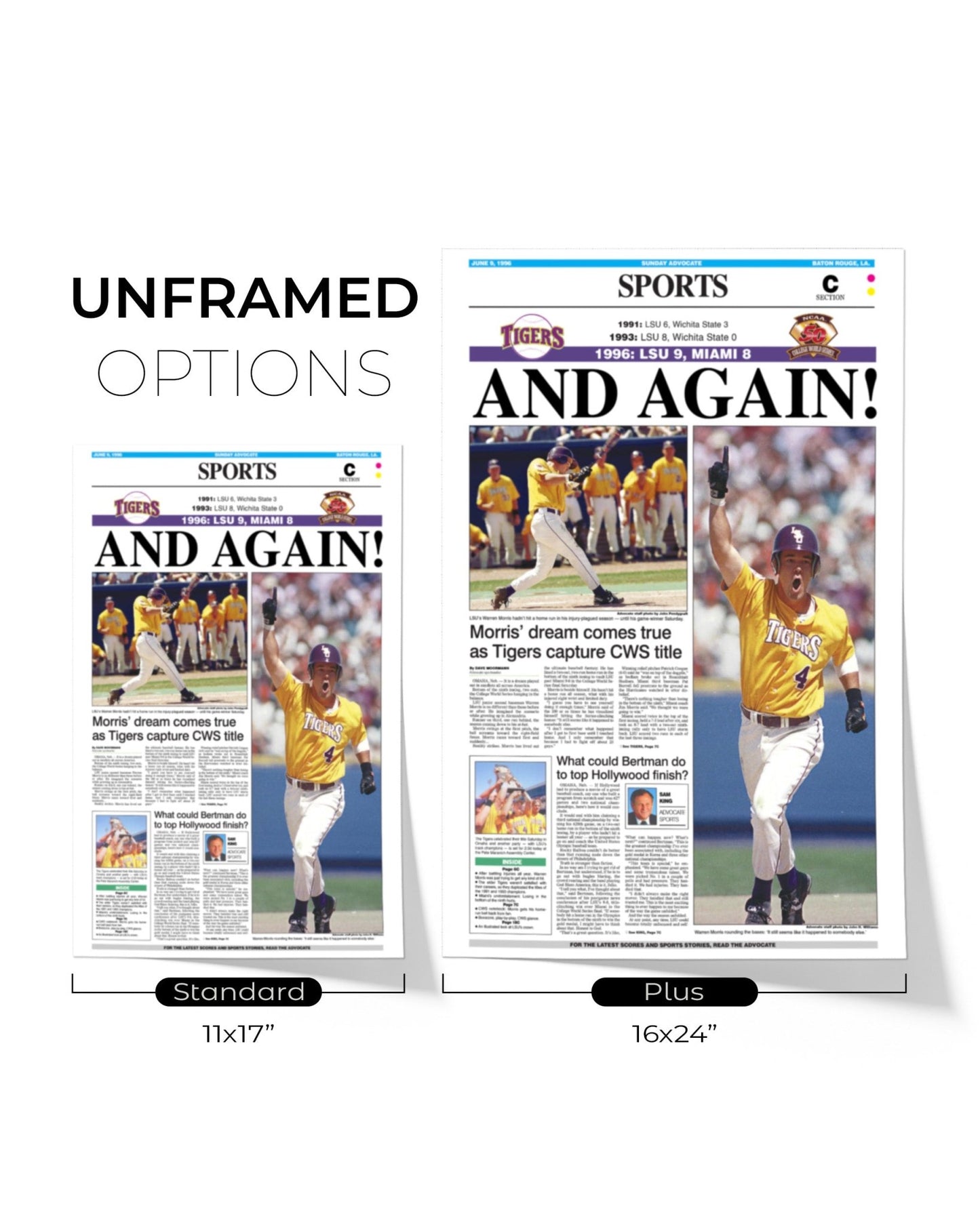 1996 LSU Tigers ‘AND AGAIN!’ - College World Series Champions Framed Print - TitleGameFrames.com