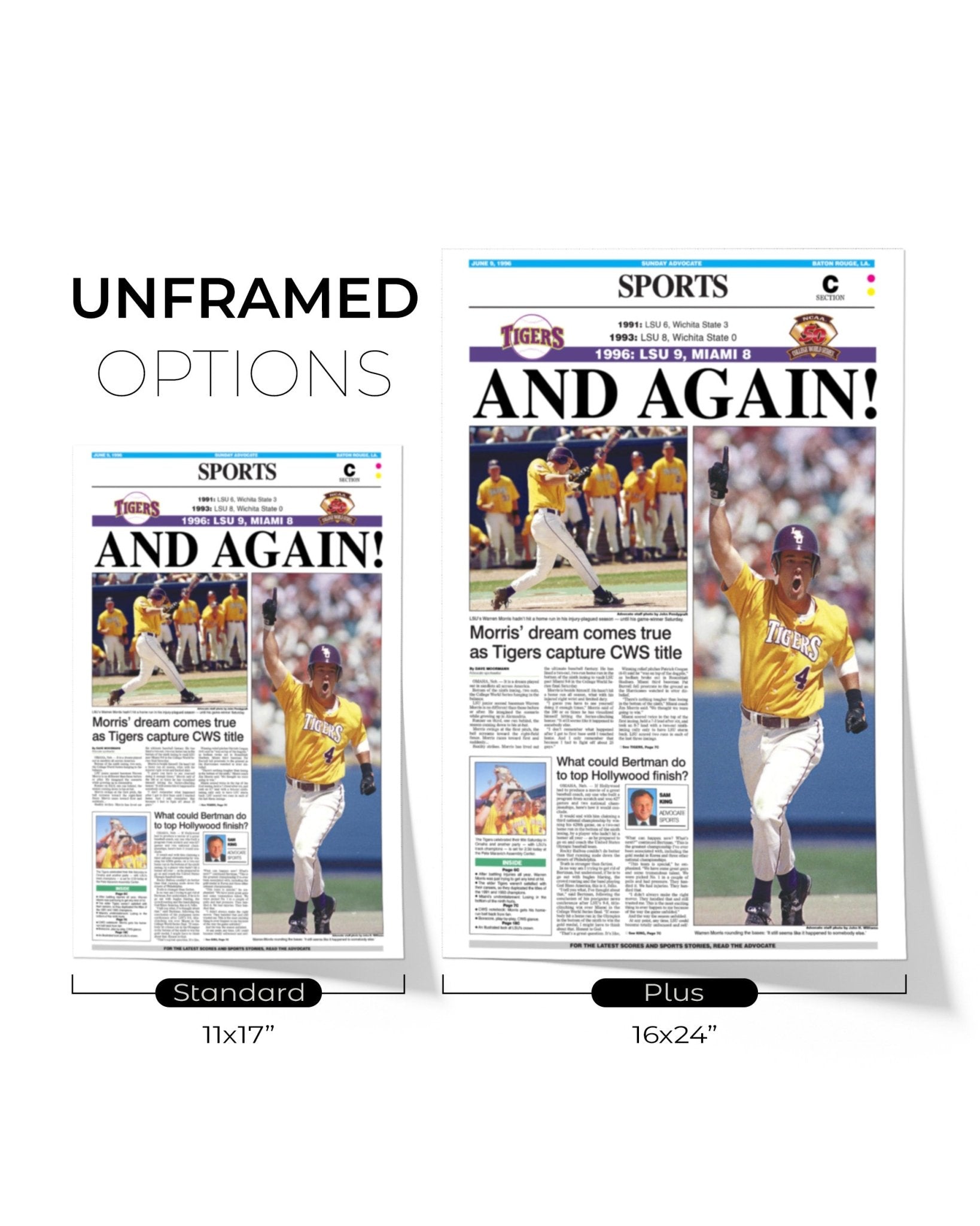 1996 LSU Tigers ‘AND AGAIN!’ - College World Series Champions Framed Print - TitleGameFrames.com