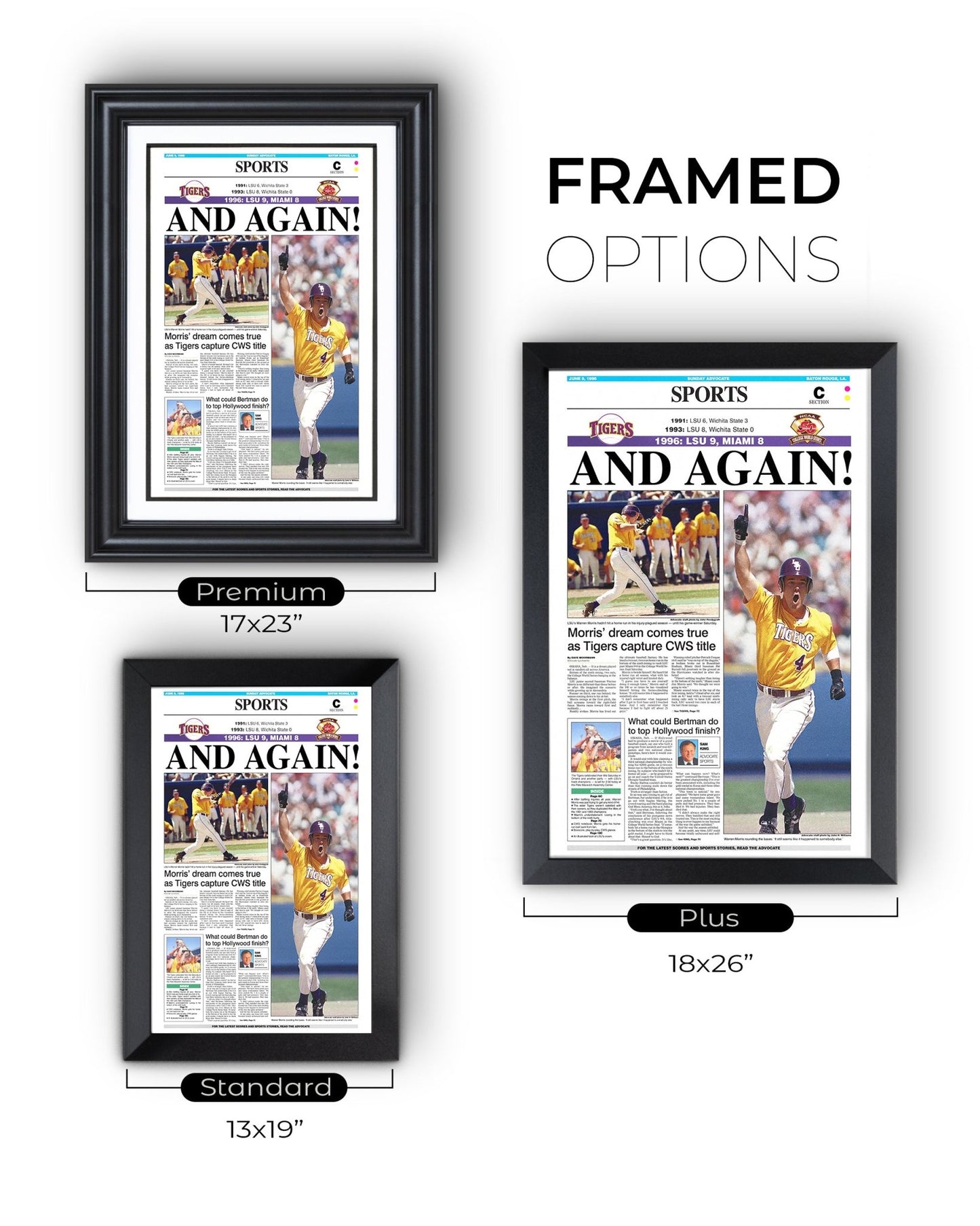 1996 LSU Tigers ‘AND AGAIN!’ - College World Series Champions Framed Print - TitleGameFrames.com