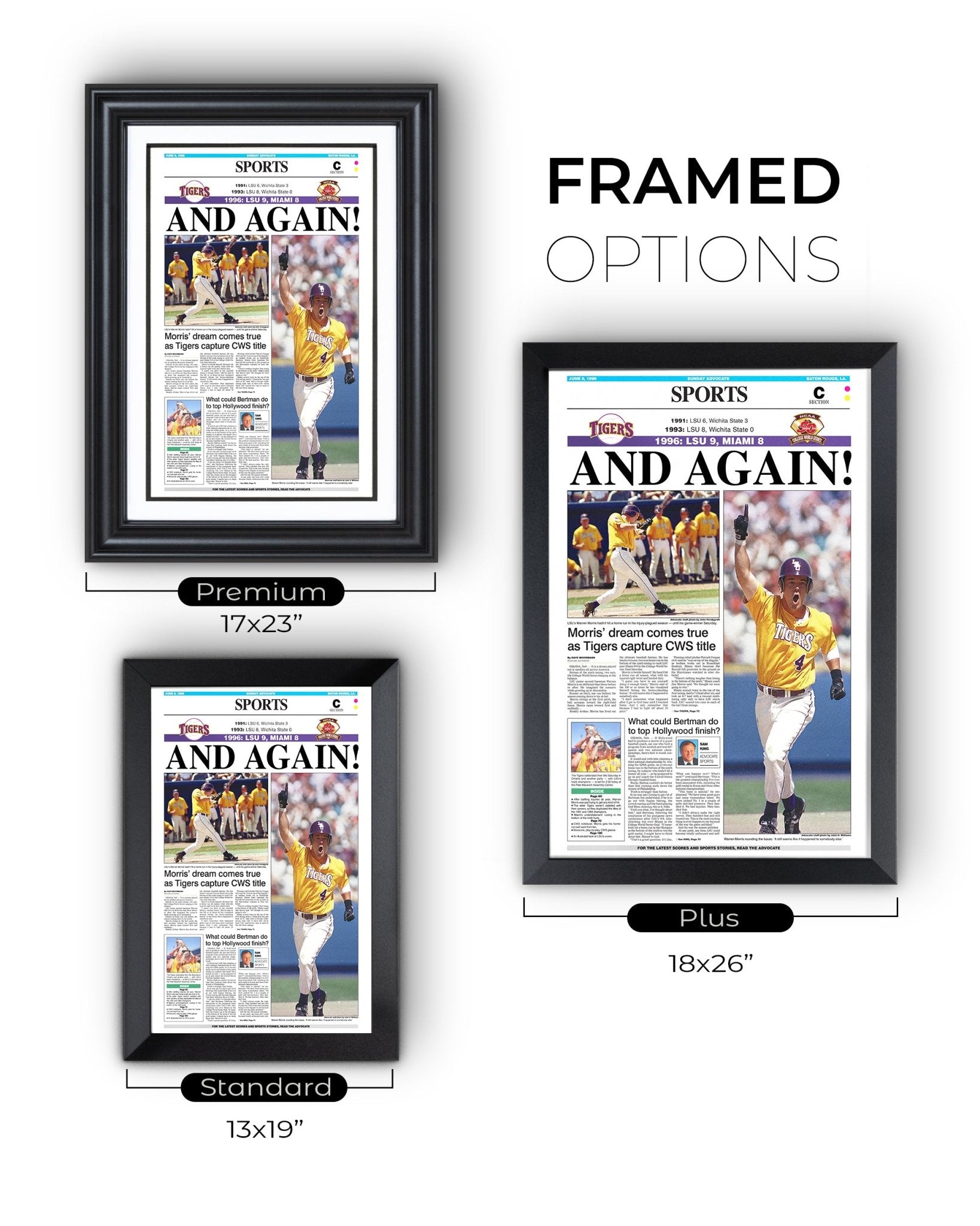 1996 LSU Tigers ‘AND AGAIN!’ - College World Series Champions Framed Print - TitleGameFrames.com