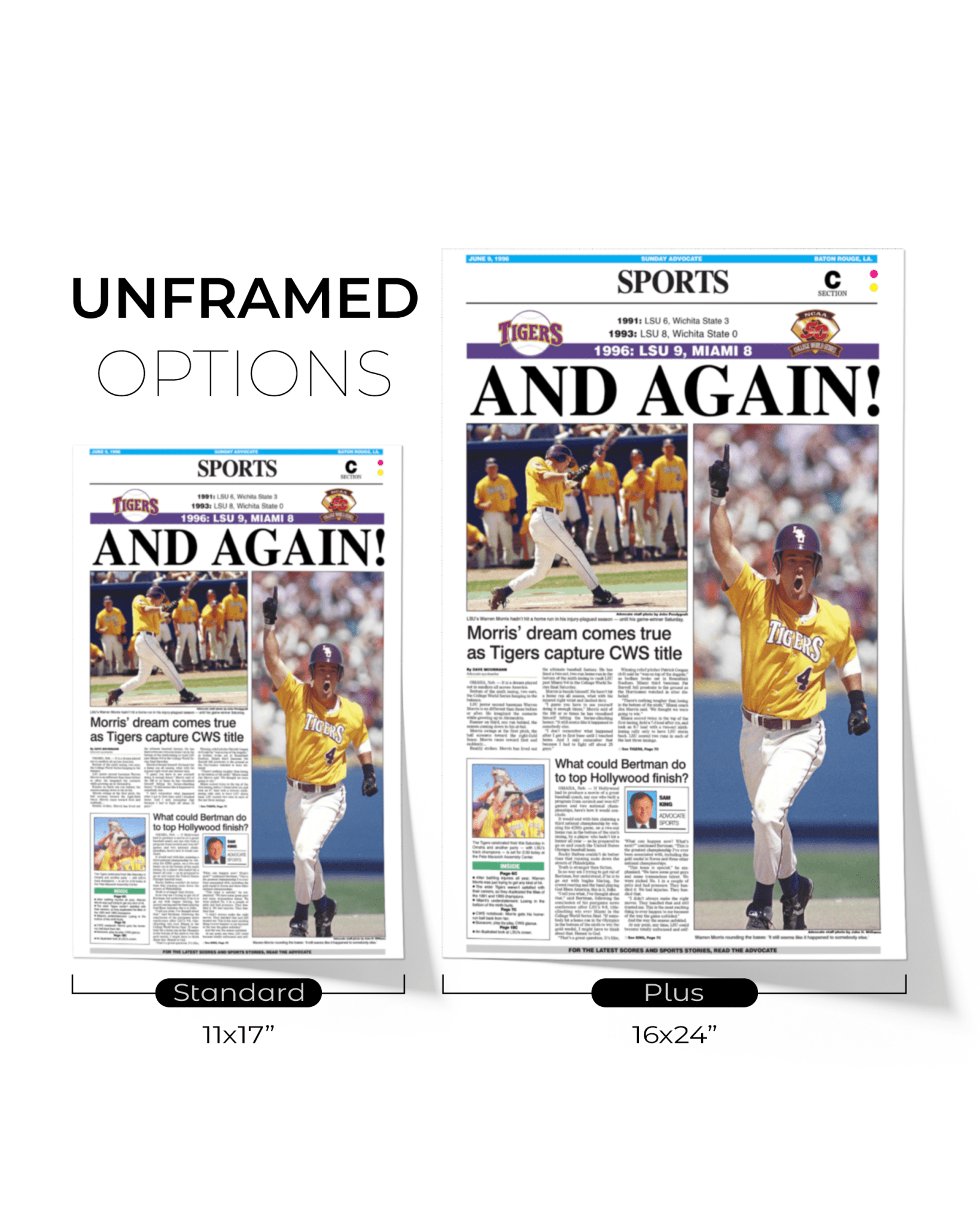 1996 LSU Tigers ‘AND AGAIN!’ - College World Series Champions Framed Print - TitleGameFrames.com