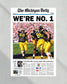 1997 Michigan Wolverines Rose Bowl Champions: 'WE'RE NO. 1' - Framed Newspaper Print - Title Game Frames