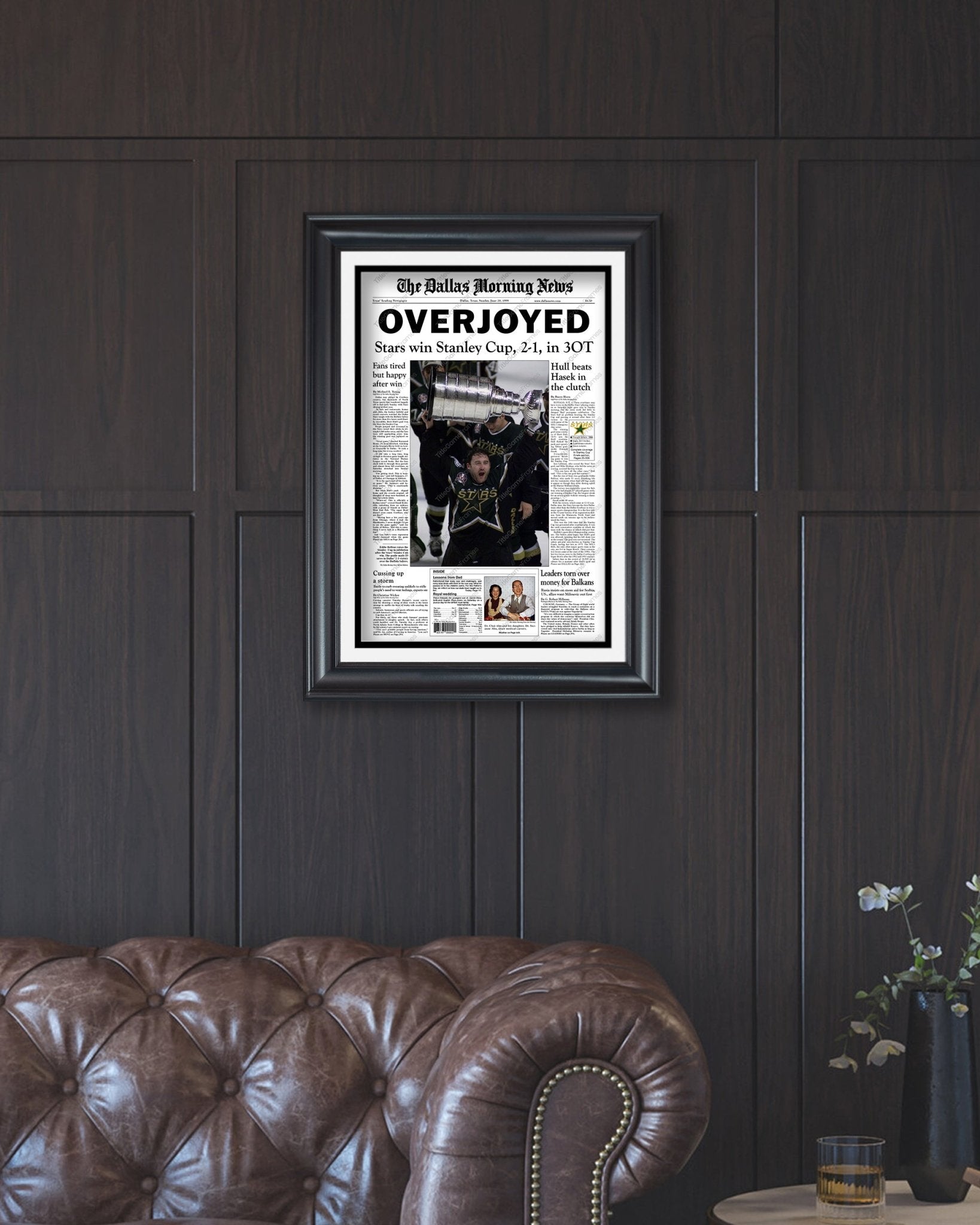 1999 Dallas Stars Stanley Cup Champion Framed Front Page Newspaper - TitleGameFrames.com