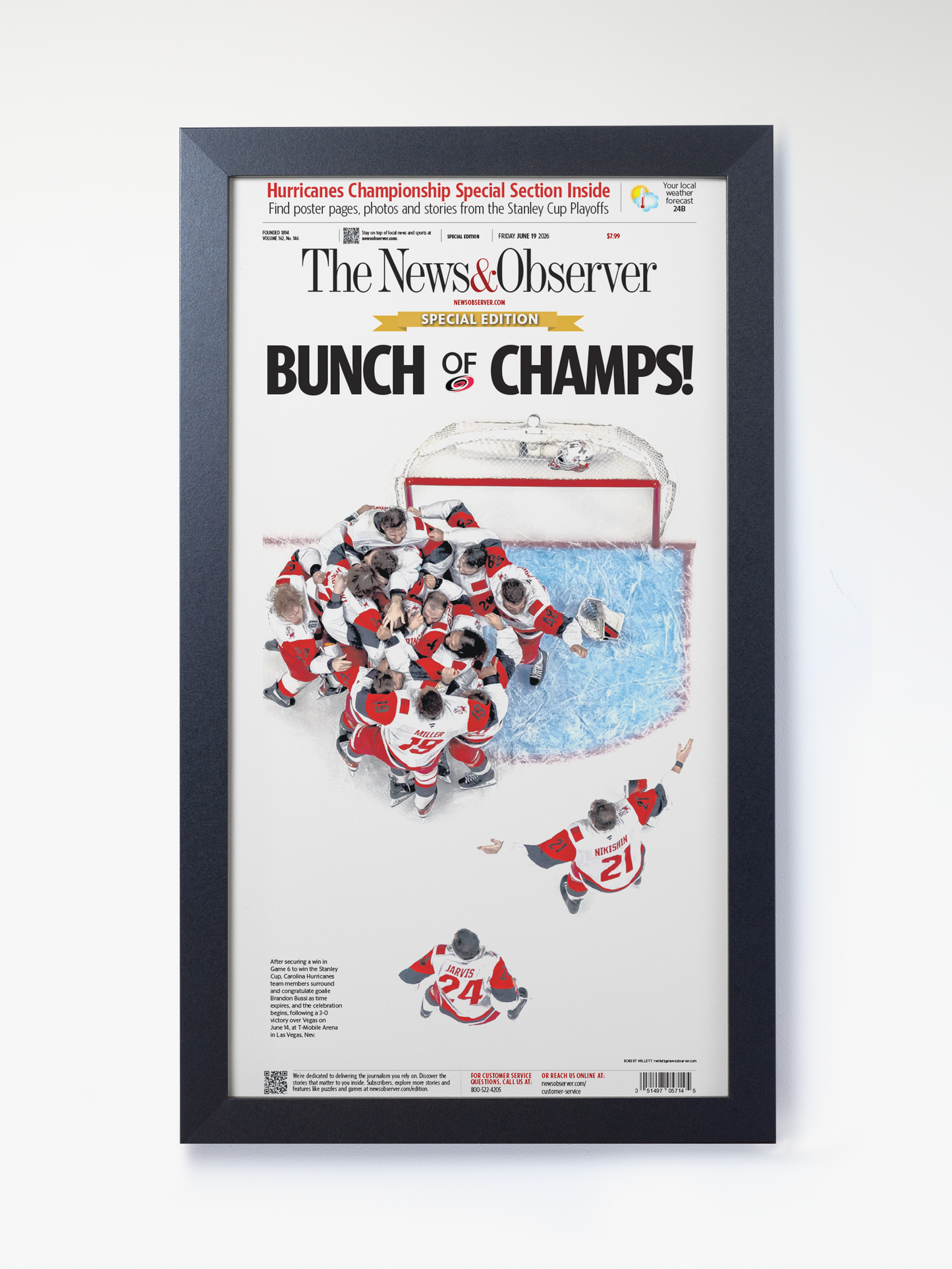 2026 Carolina Hurricanes “Bunch of Champs!” Stanley Cup Special Edition Newspaper