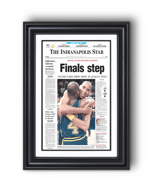 2000 Indiana Pacers Eastern Conference Winners "Final Step" Framed Newspaper - TitleGameFrames.com