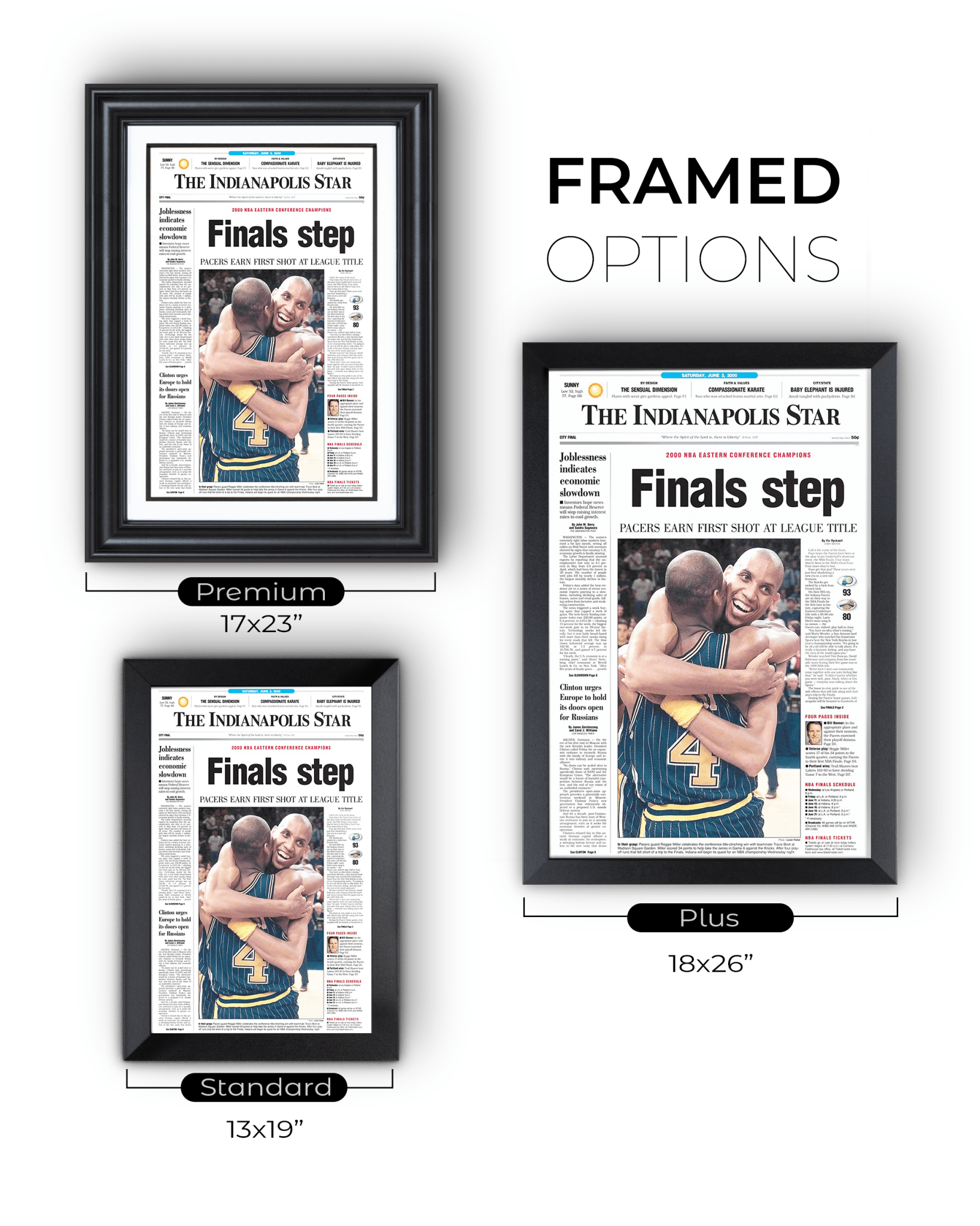 2000 Indiana Pacers Eastern Conference Winners "Final Step" Framed Newspaper - TitleGameFrames.com