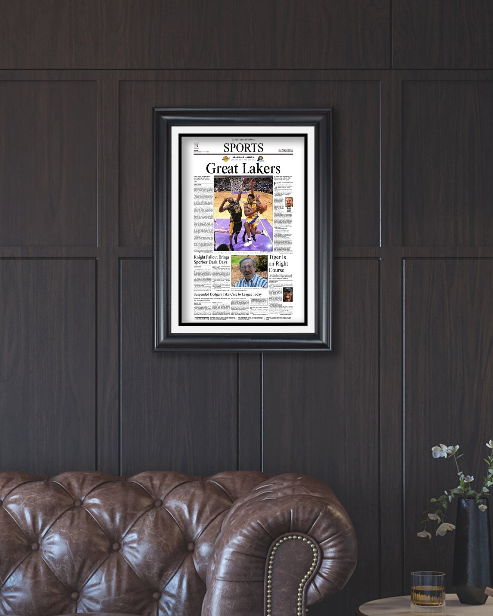 2000 Los Angeles Lakers NBA Champion Framed Front Page Newspaper Print - TitleGameFrames.com