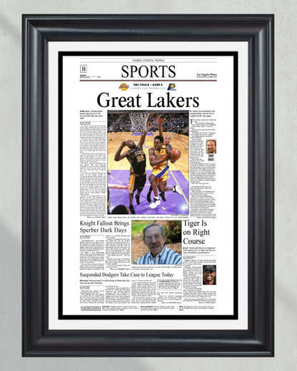 2000 Los Angeles Lakers NBA Champion Framed Front Page Newspaper Print - TitleGameFrames.com