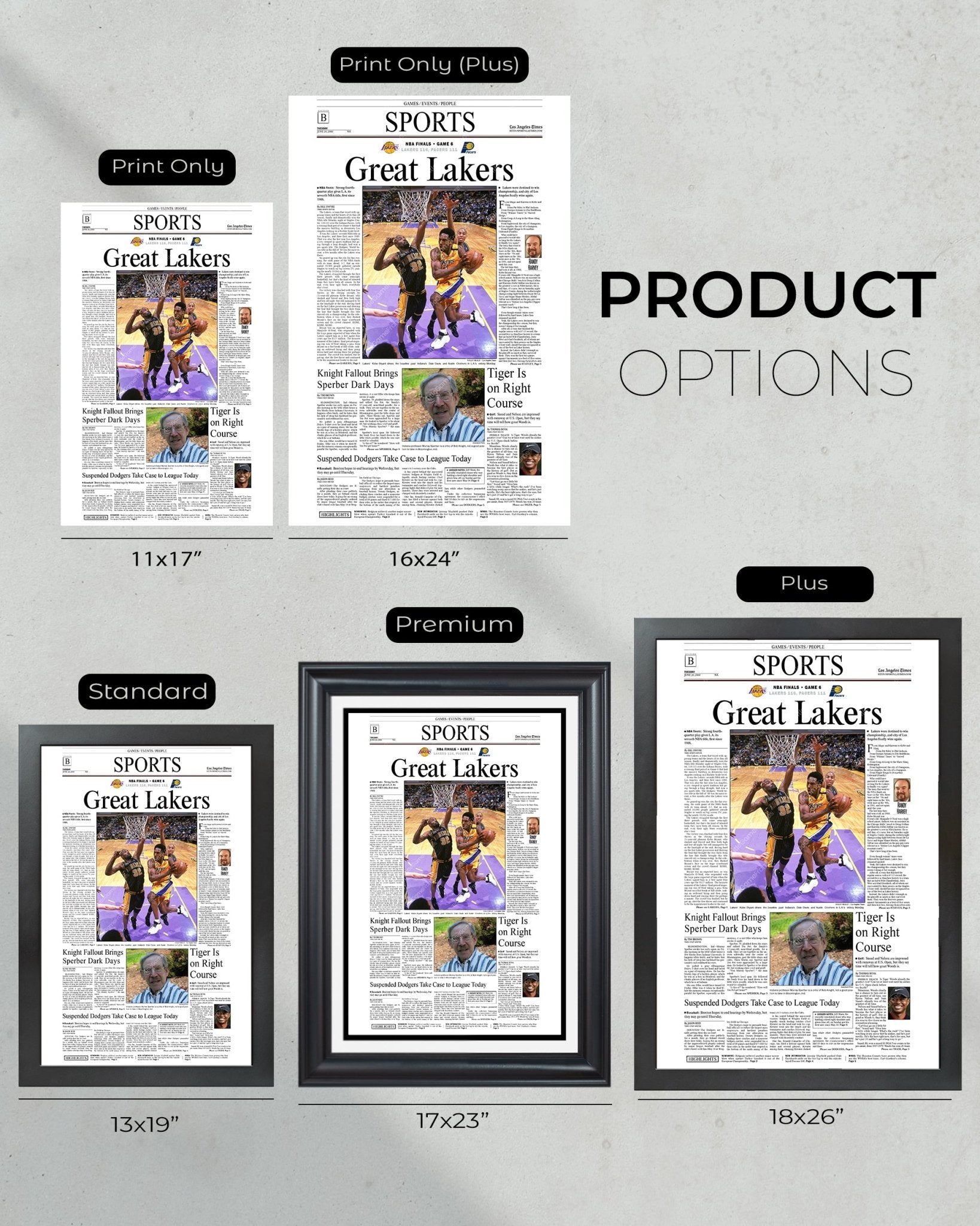 2000 Los Angeles Lakers NBA Champion Framed Front Page Newspaper Print - TitleGameFrames.com