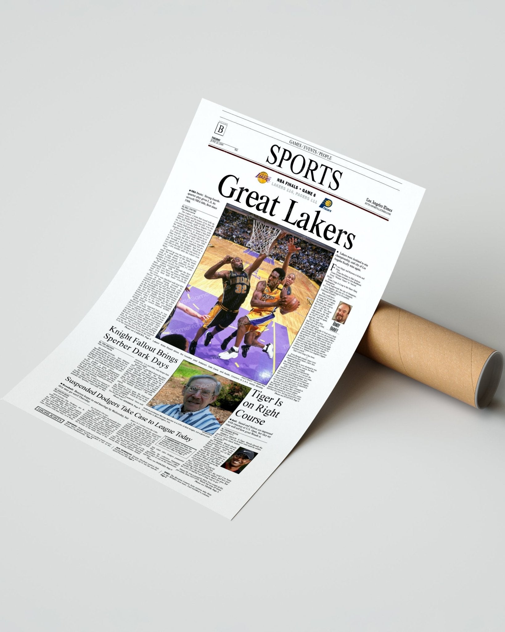 2000 Los Angeles Lakers NBA Champion Framed Front Page Newspaper Print - TitleGameFrames.com