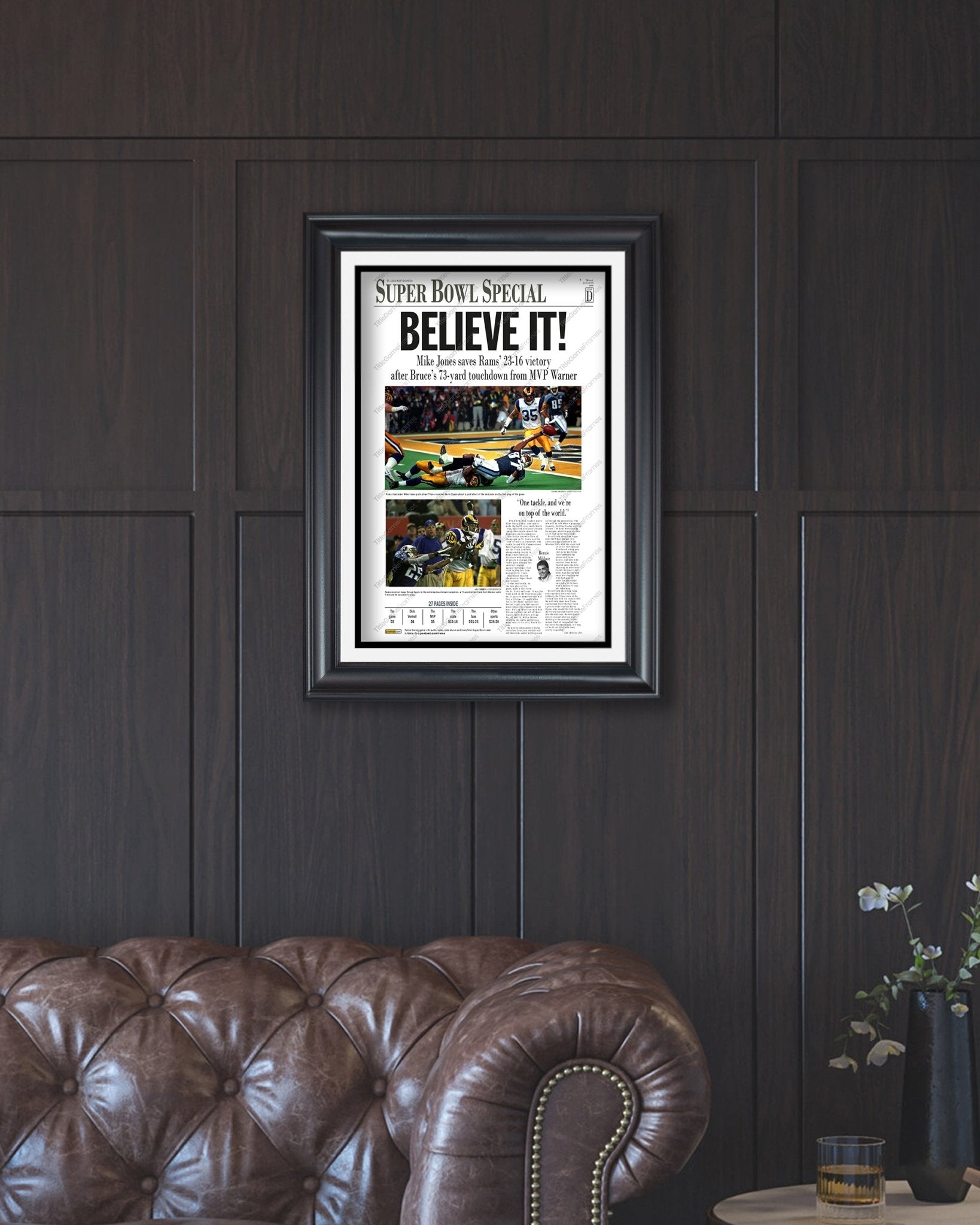 2000 Saint Louis Rams Super Bowl Champions Framed Front Page Newspaper Print - TitleGameFrames.com