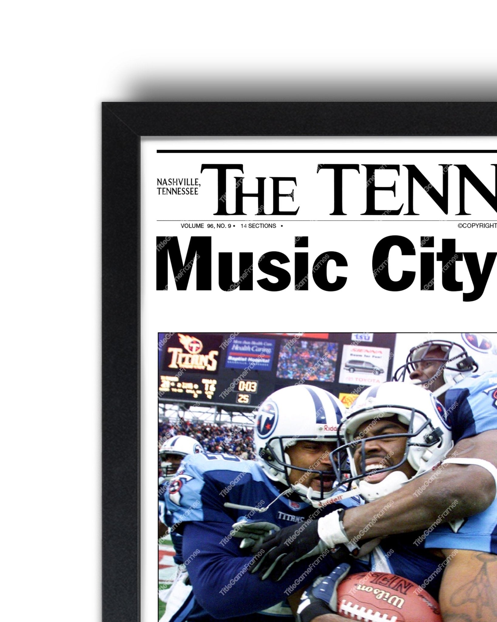 2000 Tennessee Titans 'Music City Miracle' Framed Newspaper - TitleGameFrames.com