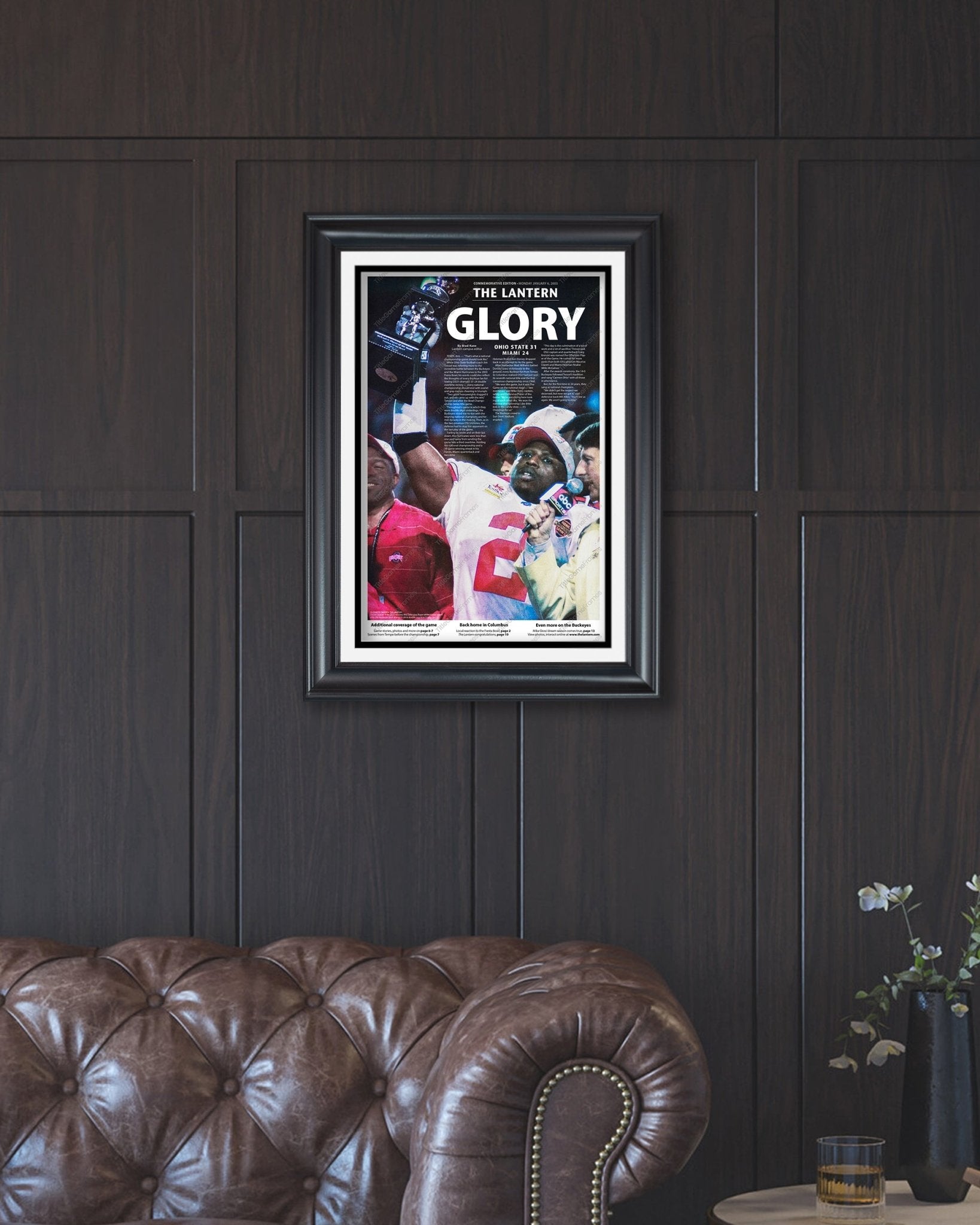 2002 Ohio State Buckeyes Fiesta Bowl Champions 'GLORY' The Lantern Newspaper - TitleGameFrames.com