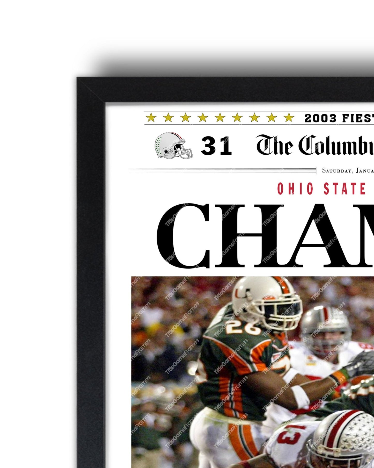 2002 Ohio State Buckeyes National Champions Framed Front Page Newspaper - TitleGameFrames.com