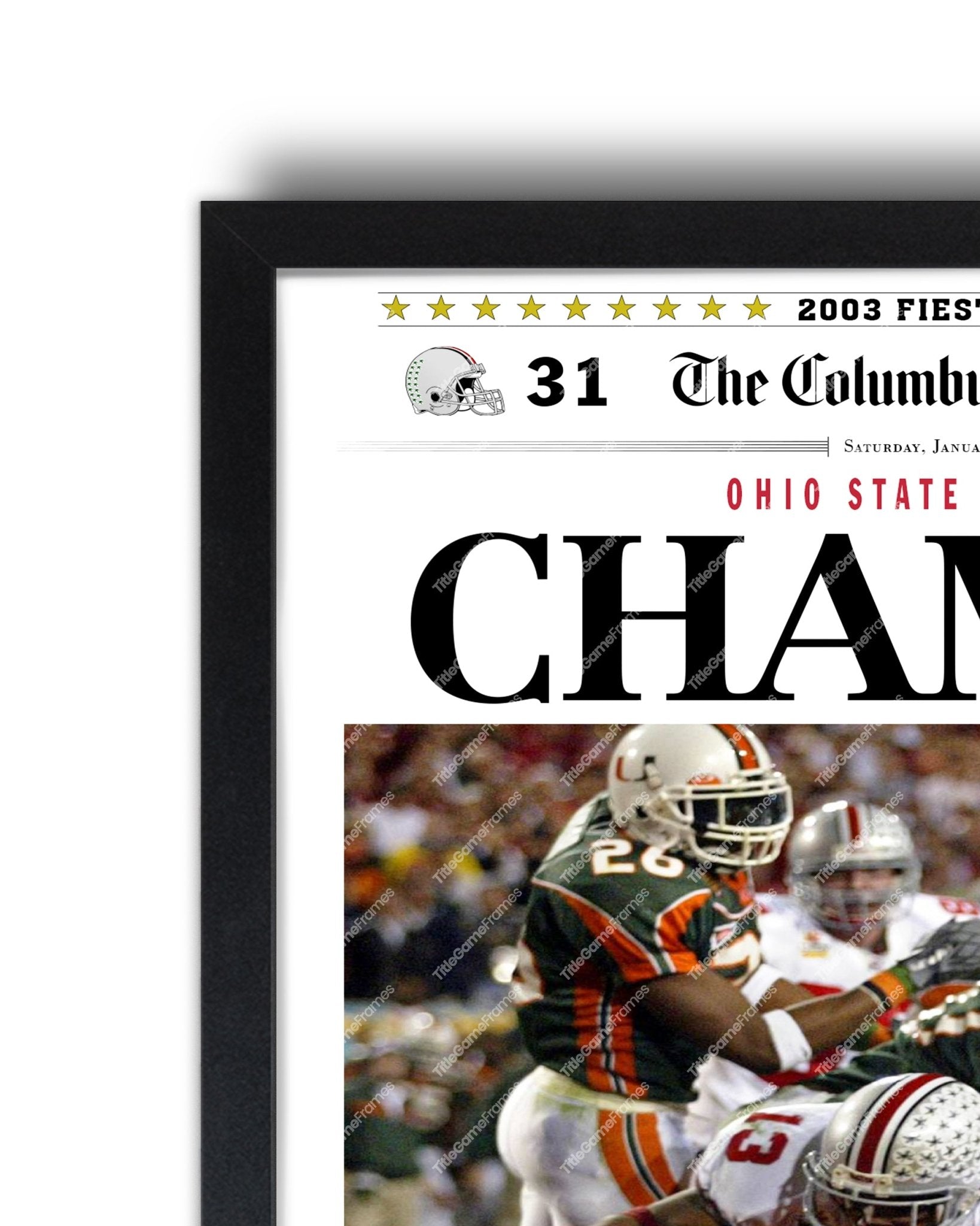 2002 Ohio State Buckeyes National Champions Framed Front Page Newspaper - TitleGameFrames.com