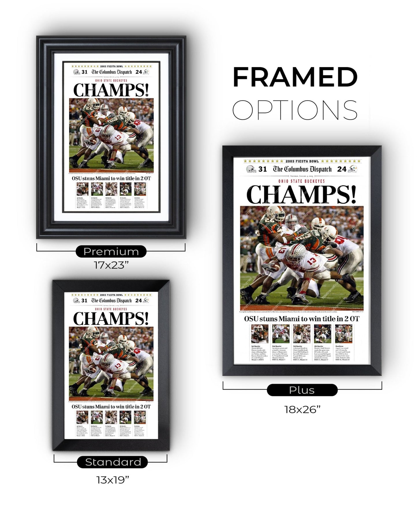 2002 Ohio State Buckeyes National Champions Framed Front Page Newspaper - TitleGameFrames.com