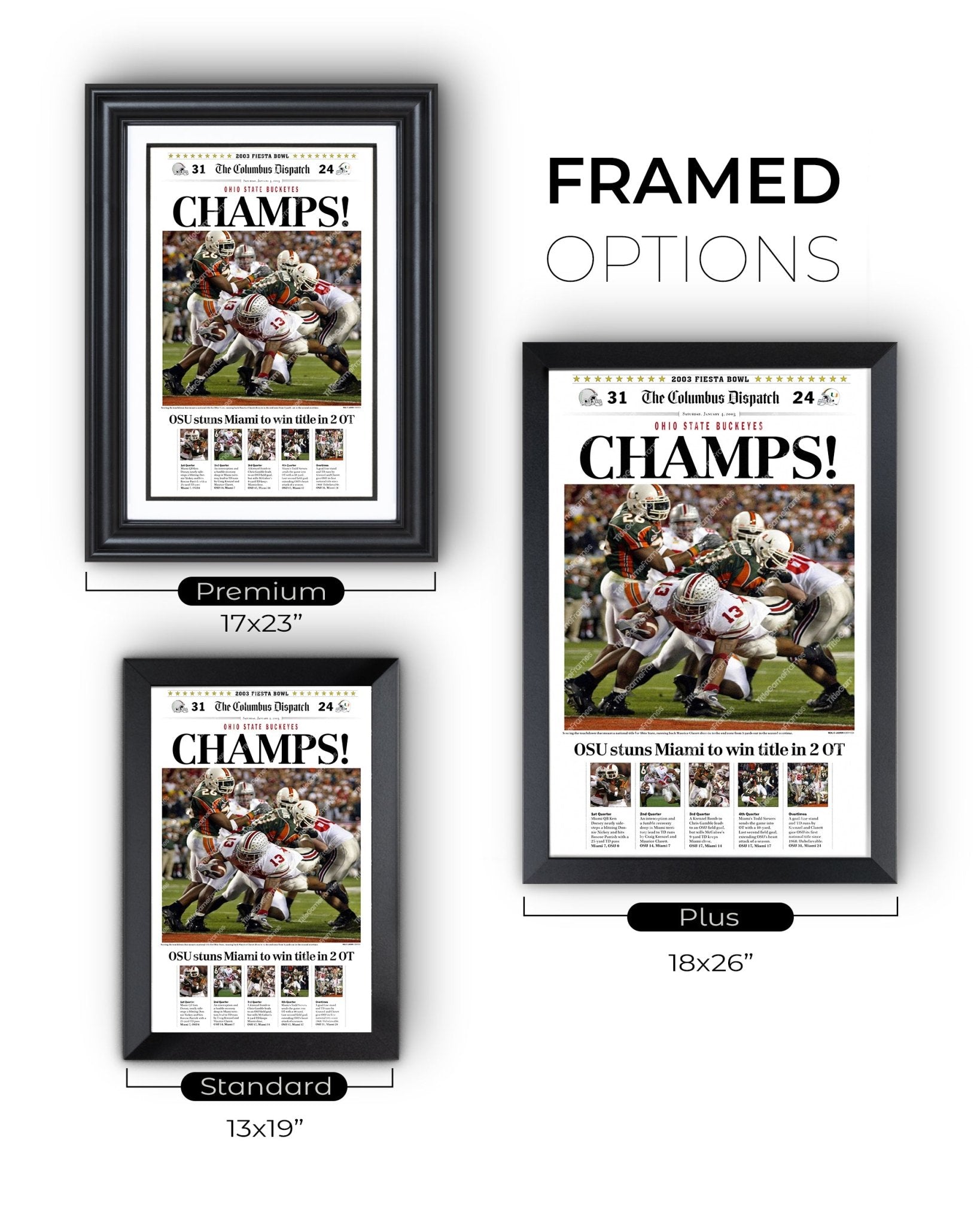 2002 Ohio State Buckeyes National Champions Framed Front Page Newspaper - TitleGameFrames.com