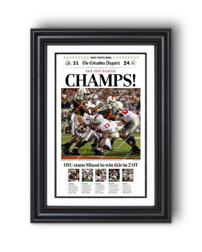 2002 Ohio State Buckeyes National Champions Framed Front Page Newspaper - TitleGameFrames.com