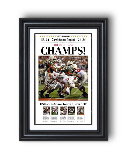 2002 Ohio State Buckeyes National Champions Framed Front Page Newspaper - TitleGameFrames.com