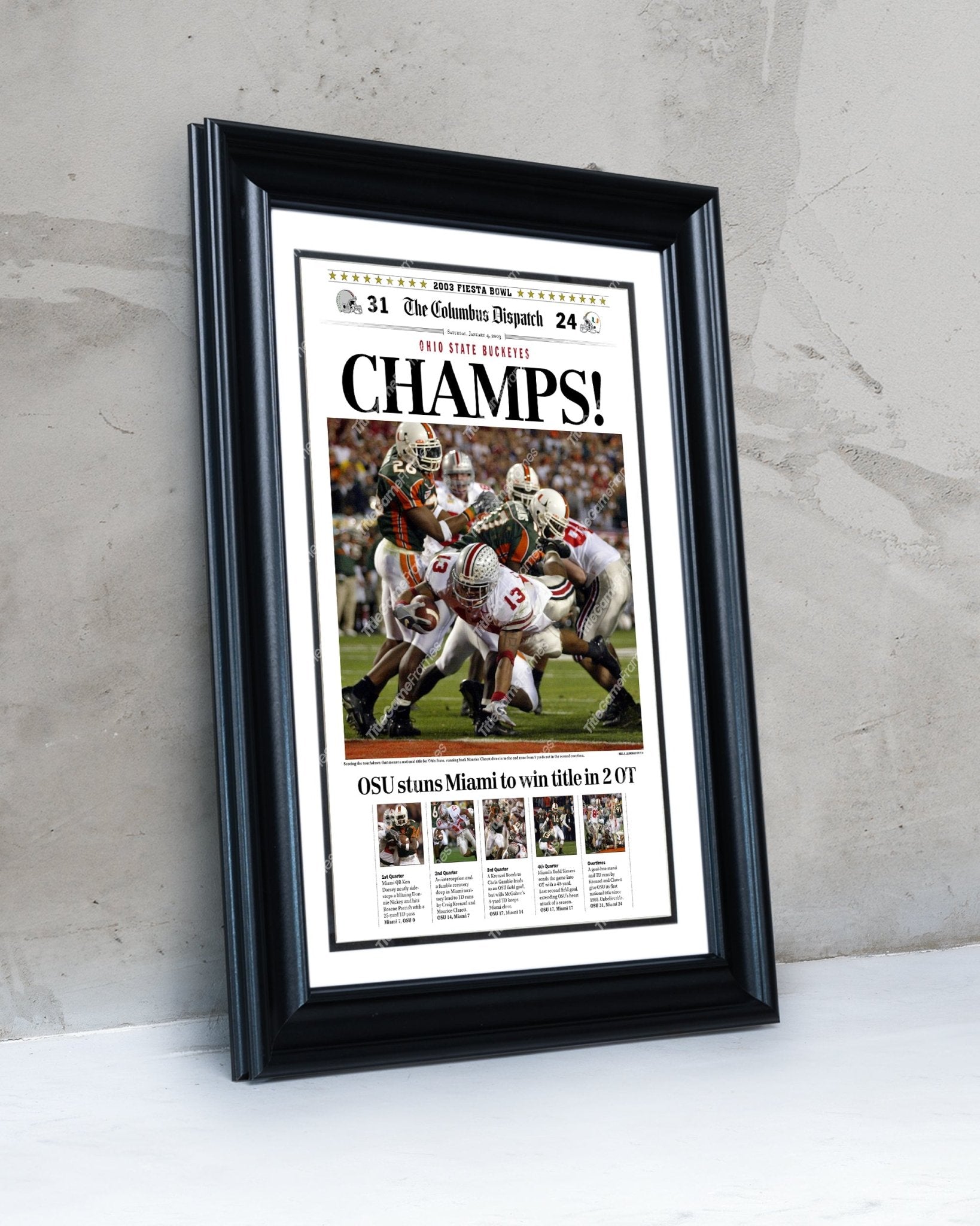 2002 Ohio State Buckeyes National Champions Framed Front Page Newspaper - TitleGameFrames.com