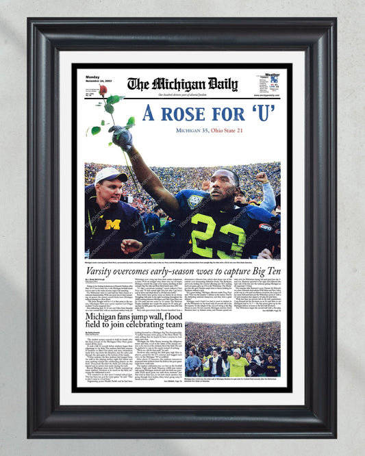 2003 Big Ten Championship: Michigan's 'A Rose for 'u' Victory Over Ohio State Framed Print - TitleGameFrames.com