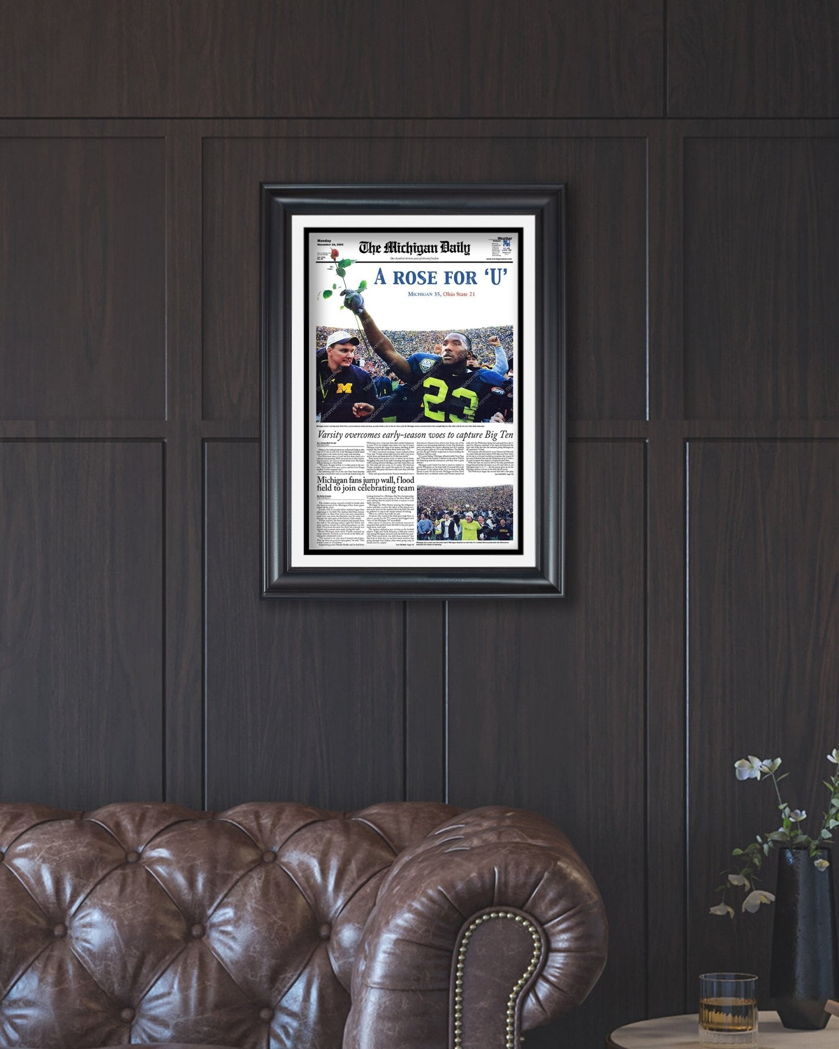 2003 Big Ten Championship: Michigan's 'A Rose for 'u' Victory Over Ohio State Framed Print - TitleGameFrames.com