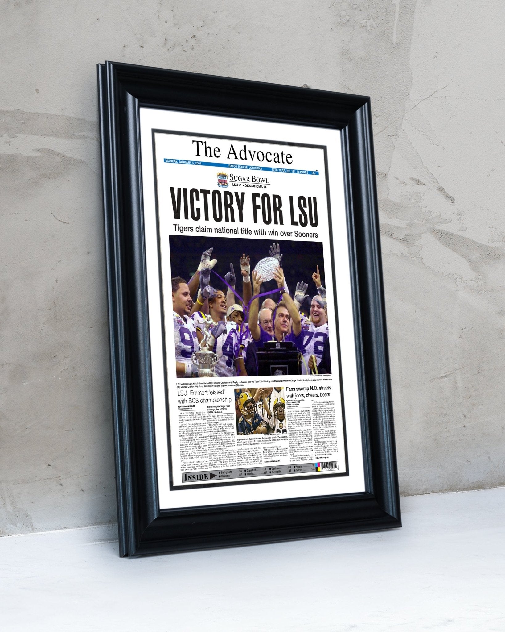 2003 LSU Tigers NCAA College Football National Champions Framed Front Page Newspaper Print - TitleGameFrames.com