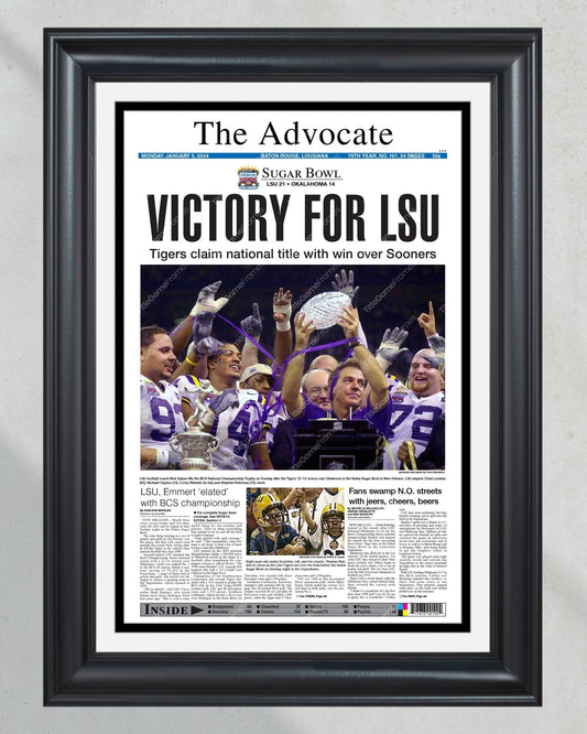 2003 LSU Tigers NCAA College Football National Champions Framed Front Page Newspaper Print - Title Game Frames