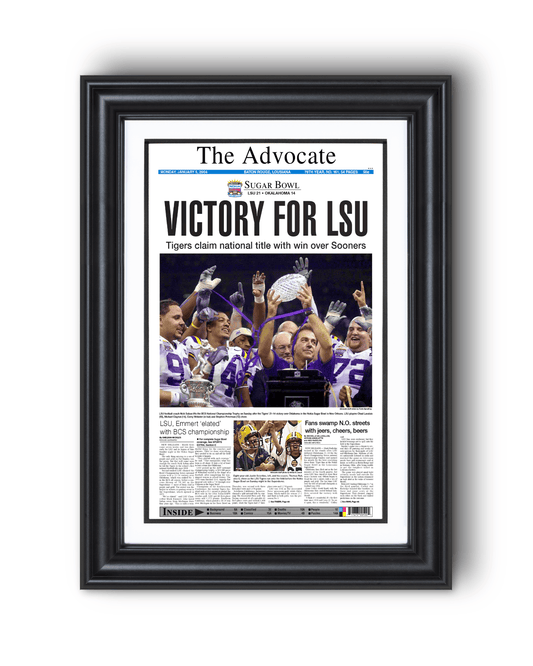 2003 LSU Tigers NCAA College Football National Champions Framed Front Page Newspaper Print - TitleGameFrames.com