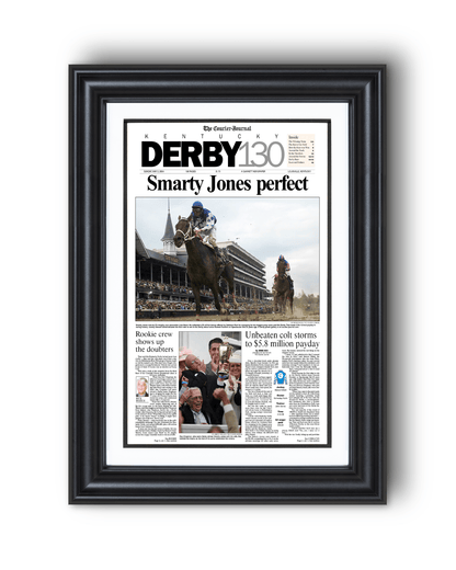 2004 Kentucky Derby "Smarty Jones Perfect" Winner Framed Newspaper - TitleGameFrames.com