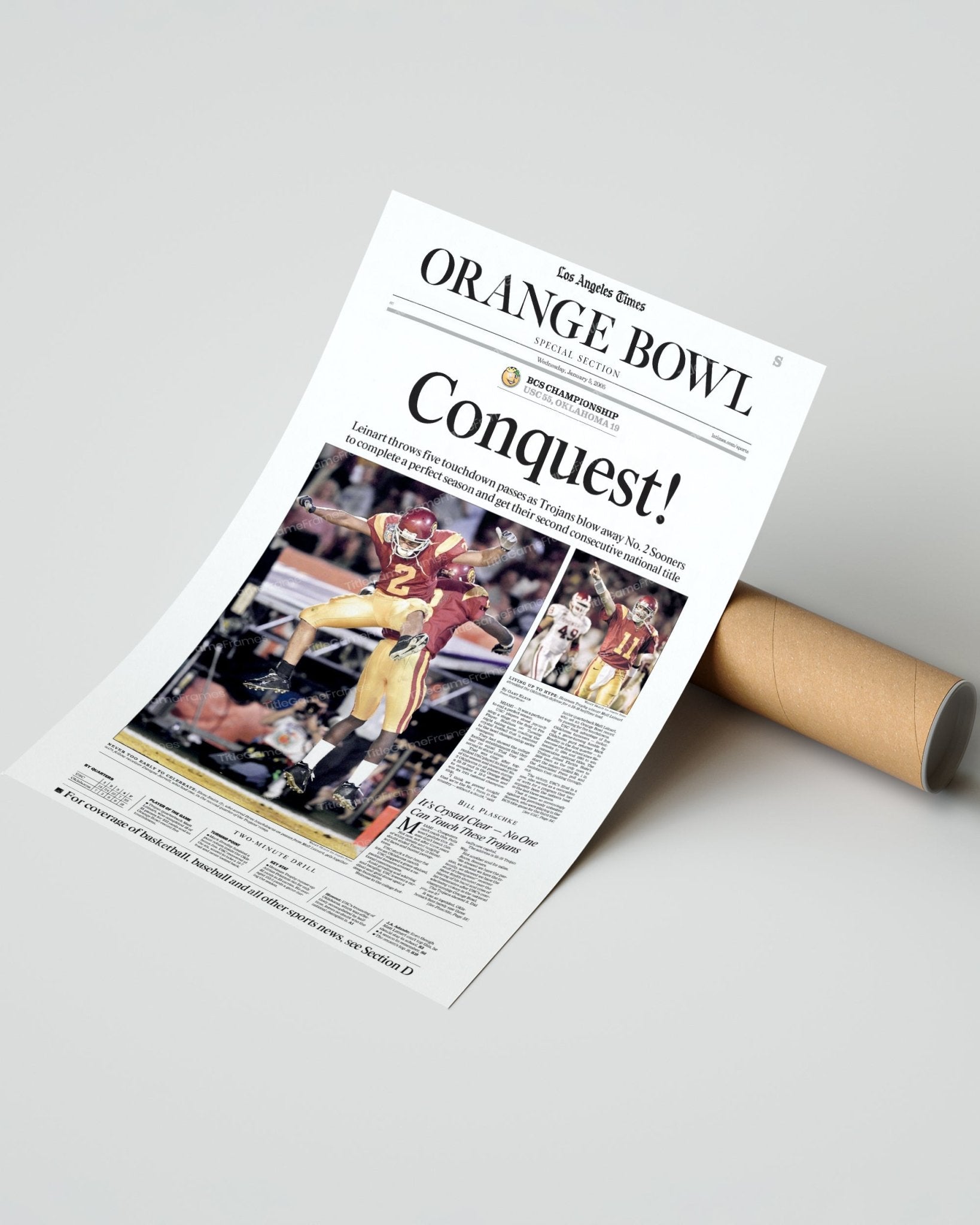 2004 USC Trojans NCAA College Football National Champions Framed Front Page Newspaper Print - TitleGameFrames.com