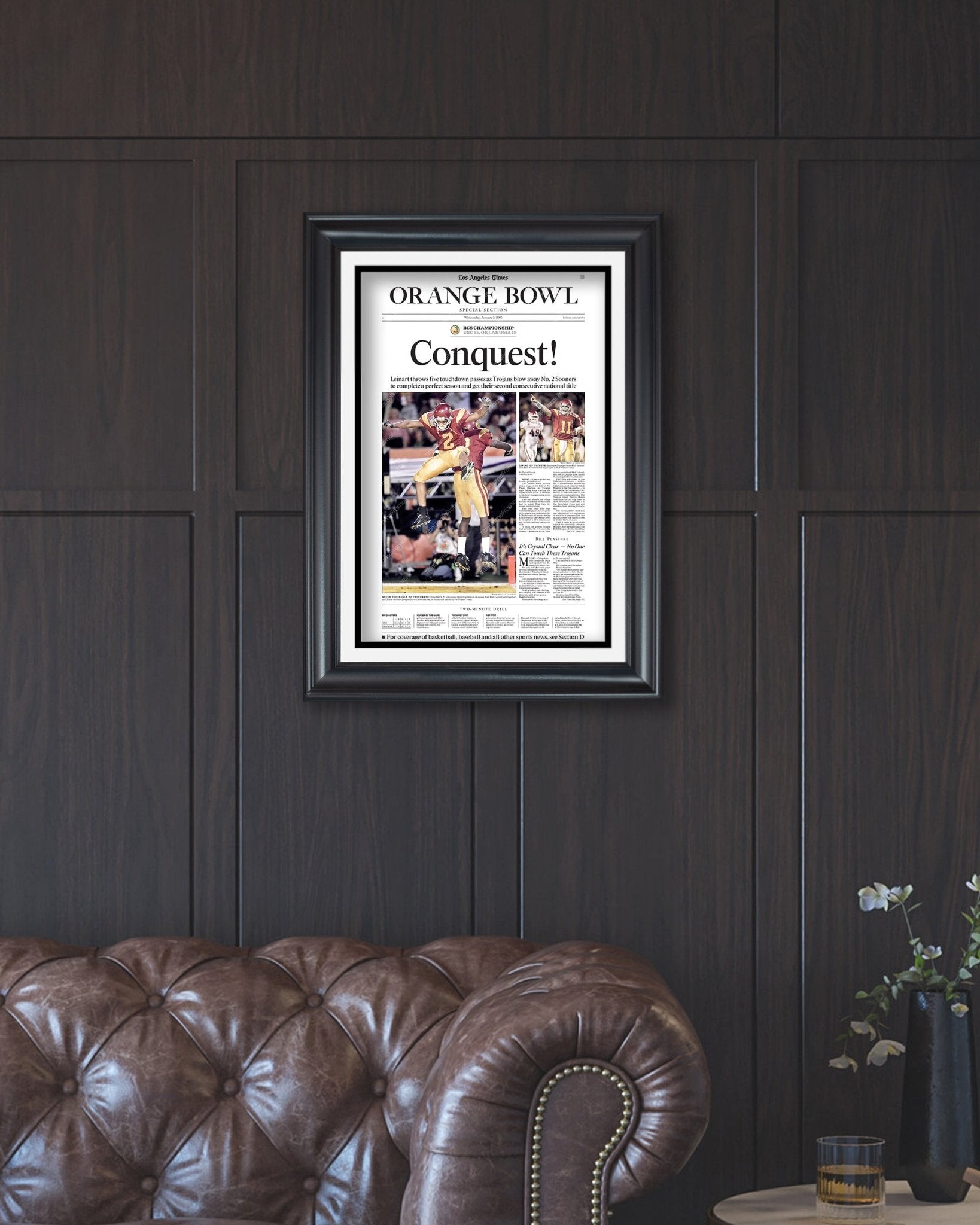 2004 USC Trojans NCAA College Football National Champions Framed Front Page Newspaper Print - TitleGameFrames.com