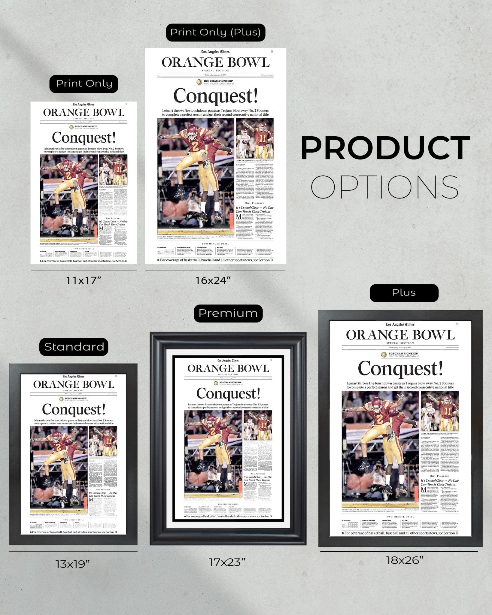 2004 USC Trojans NCAA College Football National Champions Framed Front Page Newspaper Print - TitleGameFrames.com