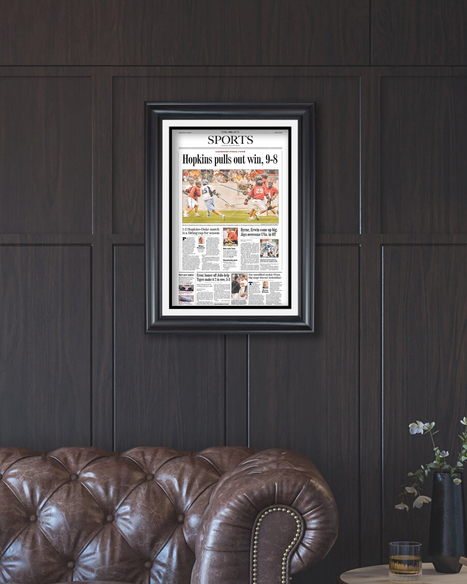 2005 John’s Hopkins LAX Championship Framed Front Page Newspaper Print - TitleGameFrames.com
