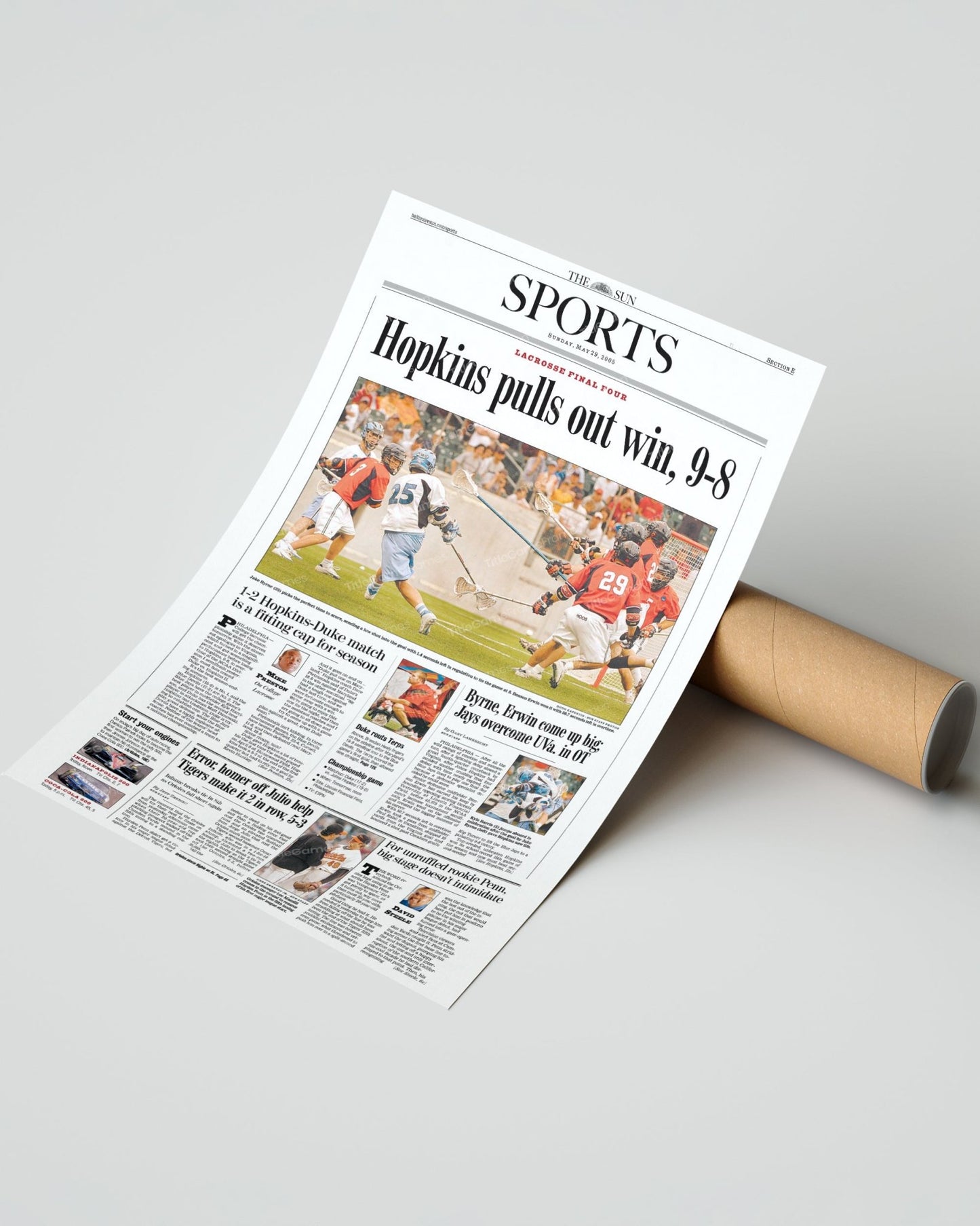 2005 John’s Hopkins LAX Championship Framed Front Page Newspaper Print - TitleGameFrames.com