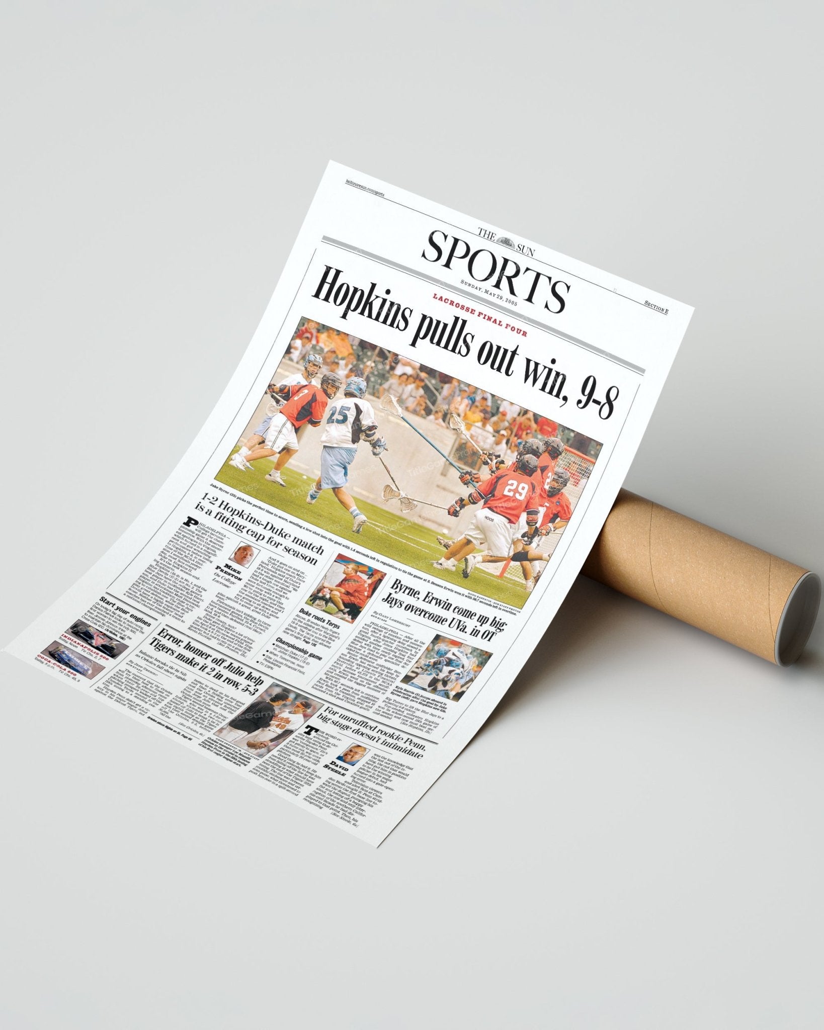 2005 John’s Hopkins LAX Championship Framed Front Page Newspaper Print - TitleGameFrames.com