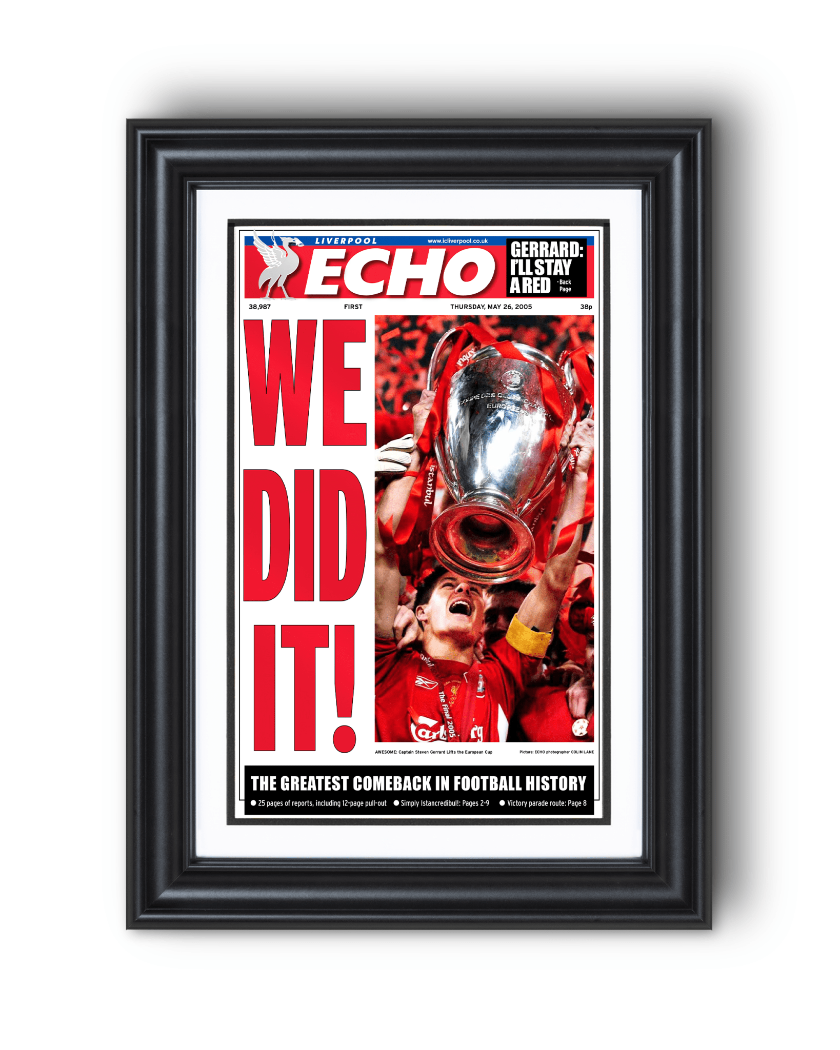 2005 Liverpool Football "WE DID IT" Istanbul Comeback Champions League Newspaper - TitleGameFrames.com