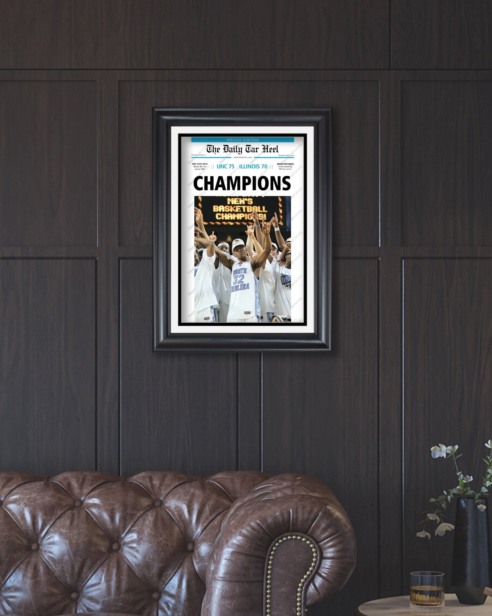 2005 North Carolina Tar Heels NCAA College Basketball Champions Framed Front Page Newspaper Print - TitleGameFrames.com