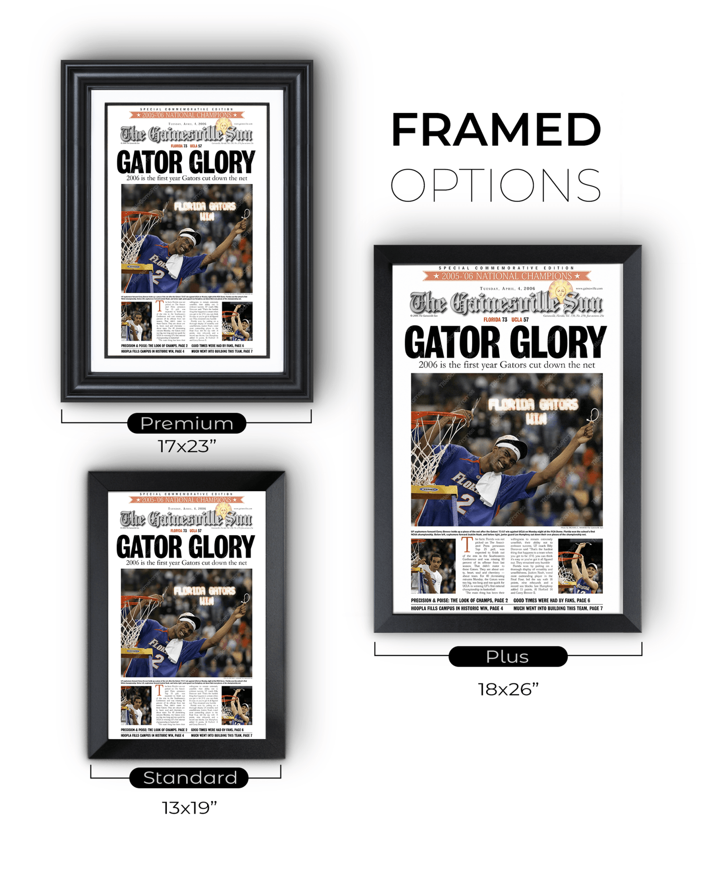 2006 Florida Gators NCAA Basketball Champions 'GATOR GLORY' Framed Newspaper - TitleGameFrames.com