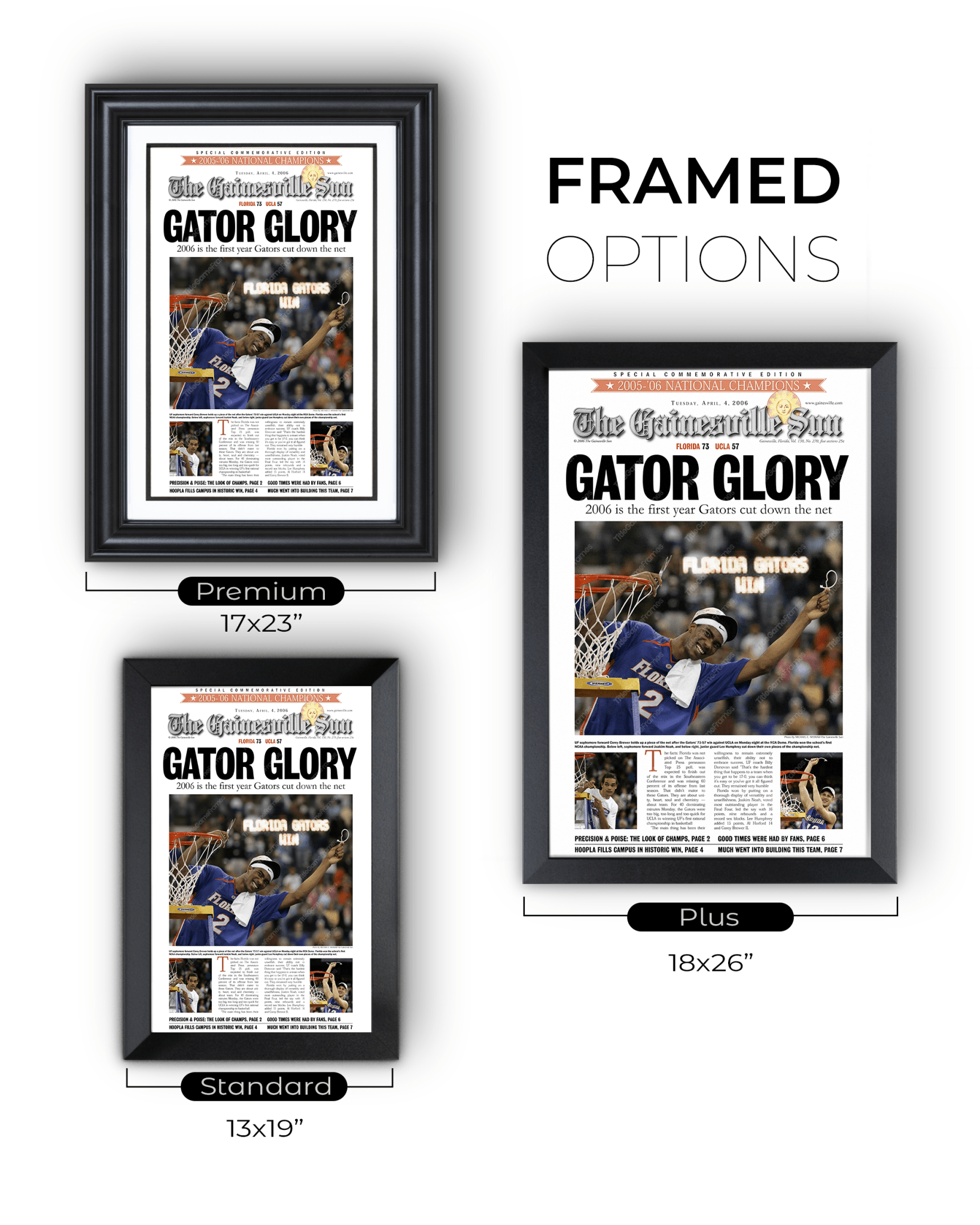 2006 Florida Gators NCAA Basketball Champions 'GATOR GLORY' Framed Newspaper - TitleGameFrames.com